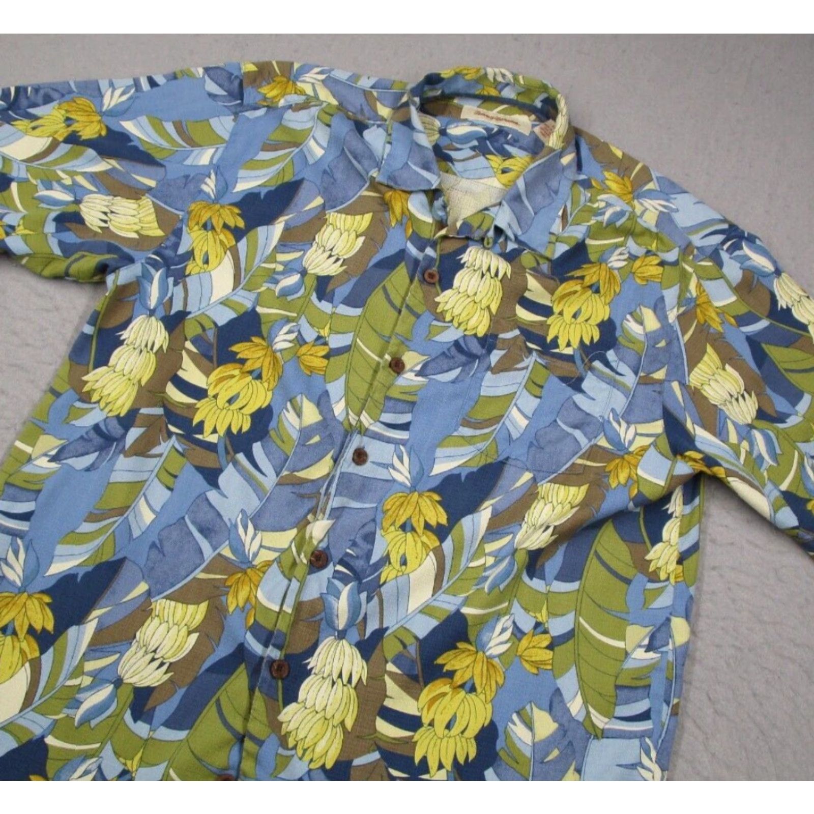 Tommy Bahama Tommy Bahama Mens Large Blue Silk Floral Short Sleeve Hawaiian Button Up Shirt Size US L / EU 52-54 / 3 - 2 Thumbnail