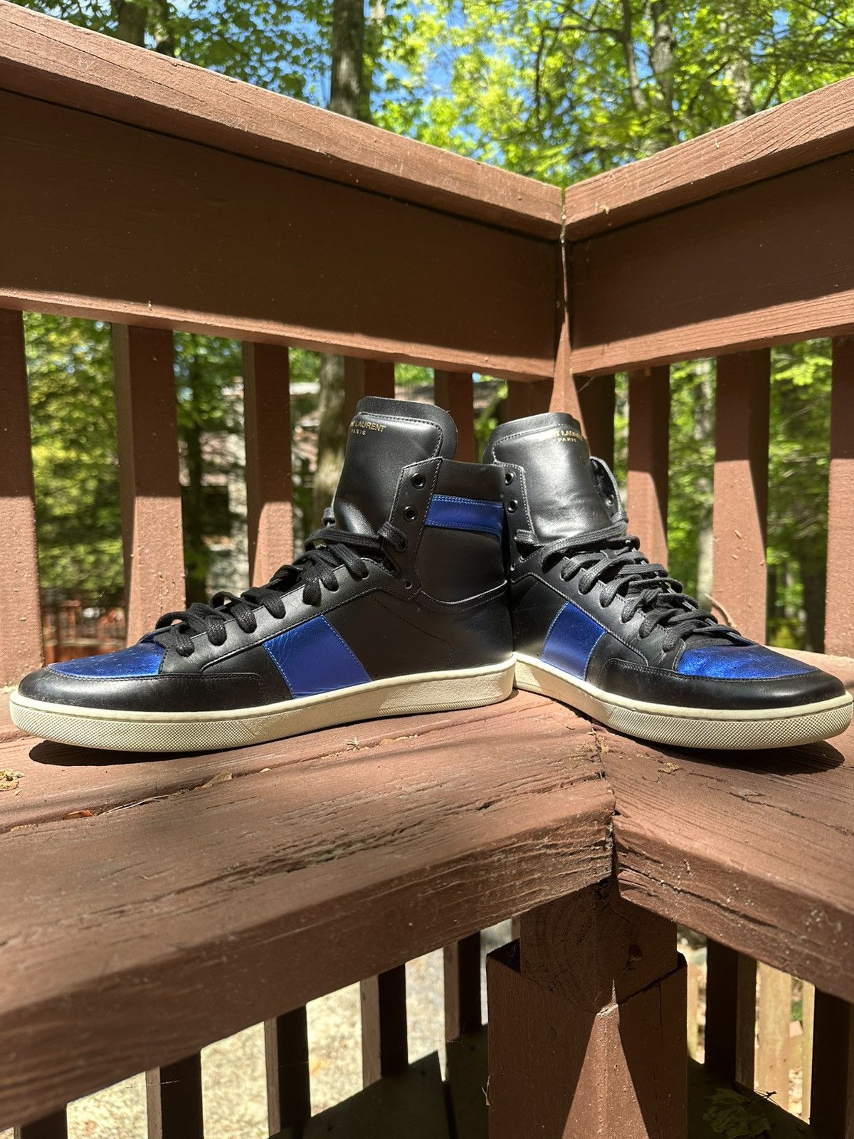 Saint Laurent Paris 2010s Saint Laurent SL/10H Royal Blue Hightop Sneakers Size US 13 / EU 46 - 5 Thumbnail