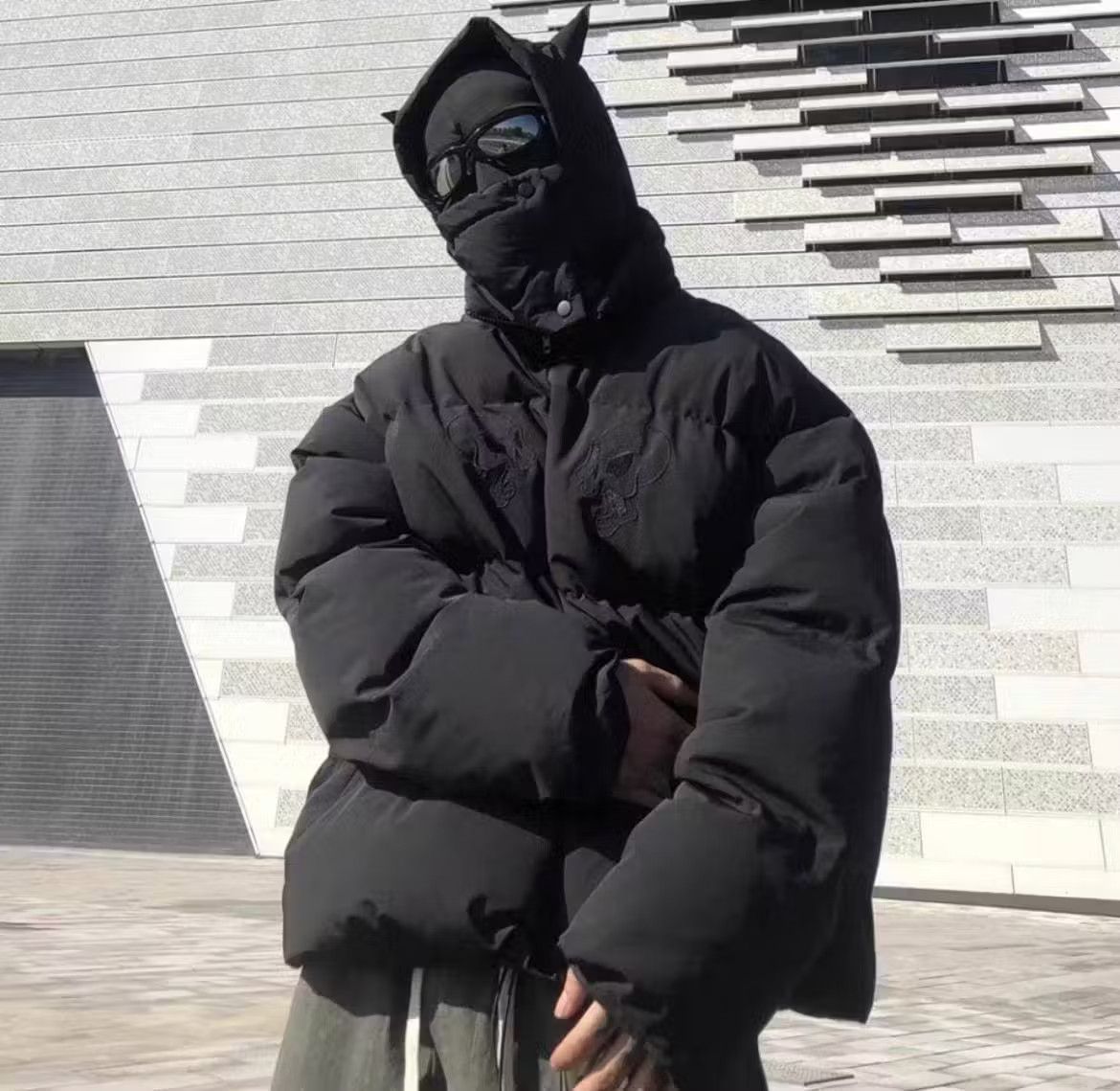 image of Avant Garde Devil Avantgarde Puffer Jacket in Black, Men's (Size Large)