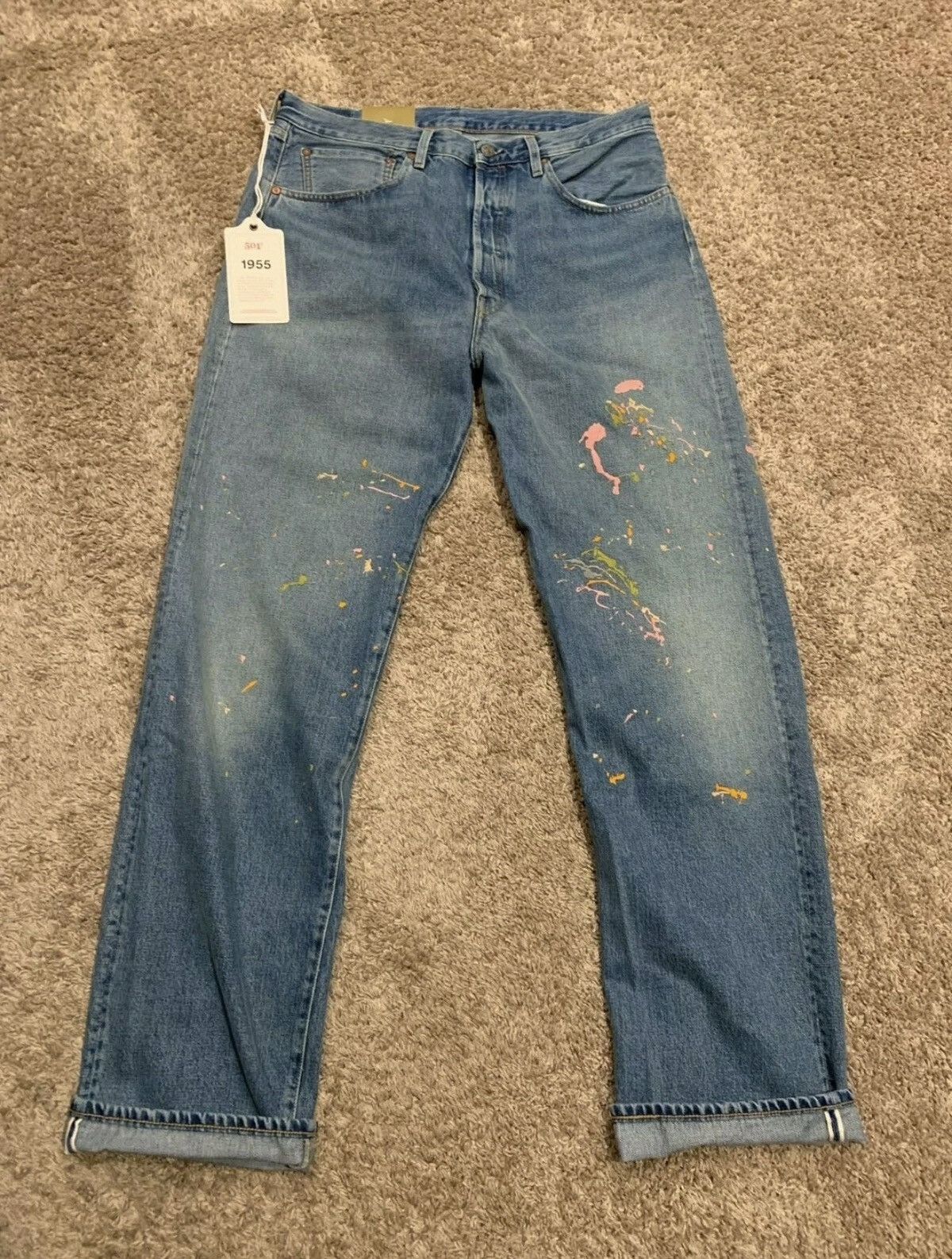 Levi's Vintage Clothing Levis Embroidered Paint Splatter Jeans “Trompe Loeil” Size US 30 / EU 46 - 1 Thumbnail