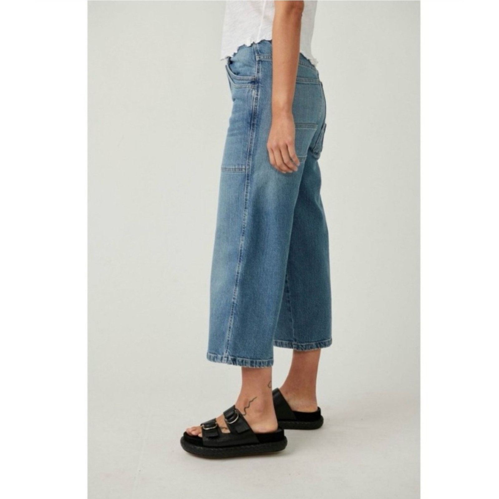 Free People We The Free Piper Mid-Rise Crop Wide-Leg Jeans 28 Size 28" / US 6 / IT 42 - 2 Thumbnail