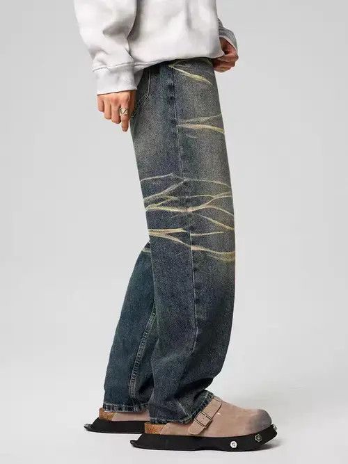 VIBE Vintage street striped washed and faded loose jeans Size US 32 / EU 48 - 8 Thumbnail