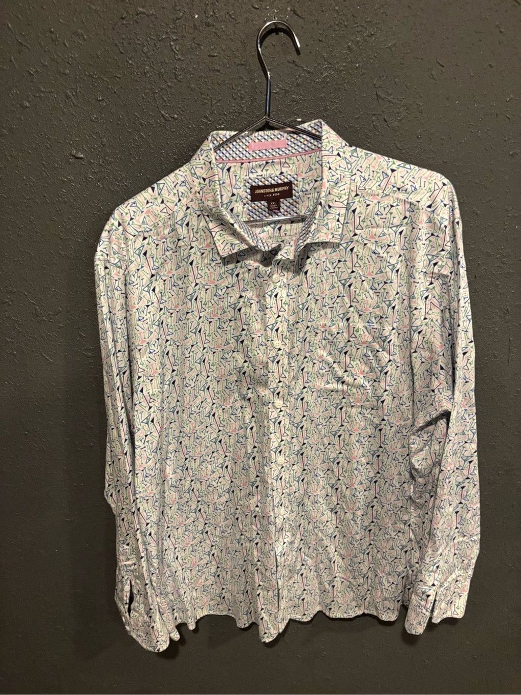 Johnston & Murphy Johnston & Murphy White Button-Down Shirt with Multicolor Ma Size US XXL / EU 58 / 5 - 1 Thumbnail