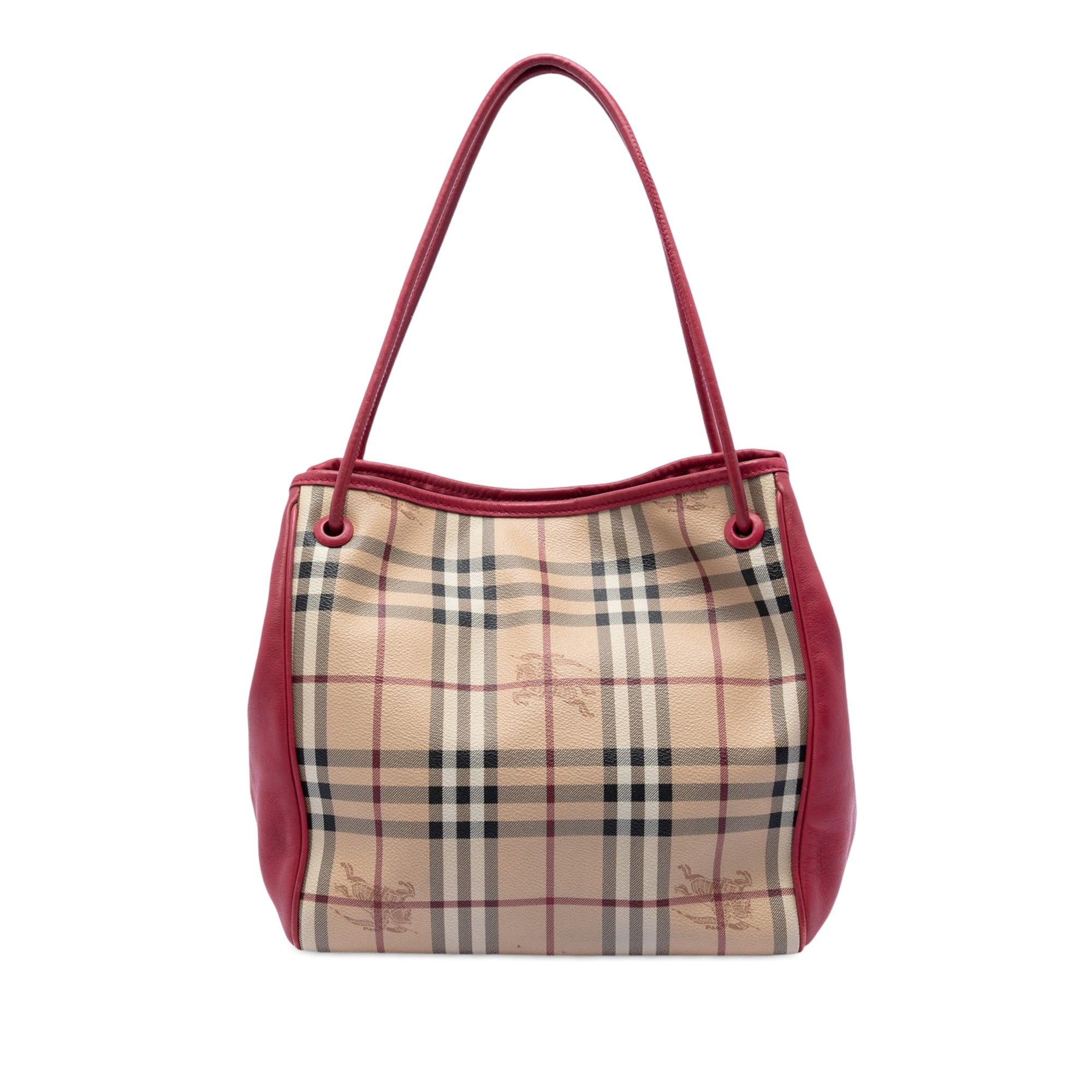 Burberry Small Leather Trimmed Haymarket Check Coated Canvas Canterbury Tote Size ONE SIZE - 1 Thumbnail