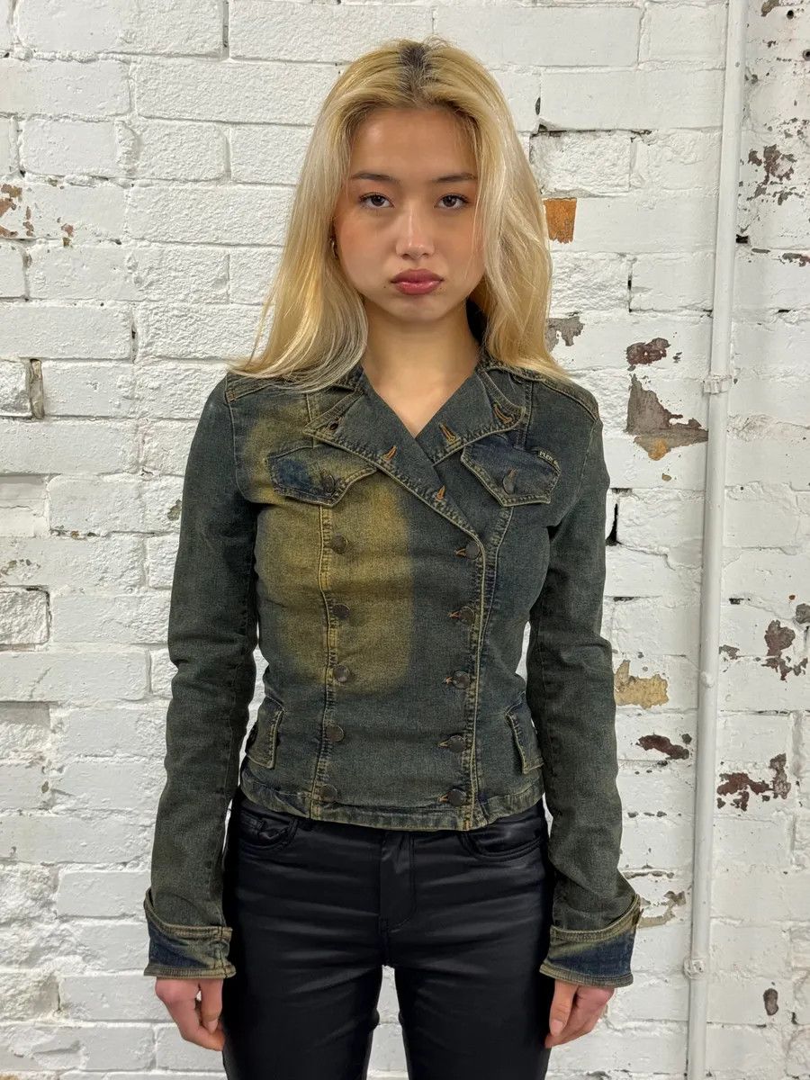 Vintage 2000s Plein Sud Blue Faded Denim Jacket Size S / US 4 / IT 40 - 2 Thumbnail