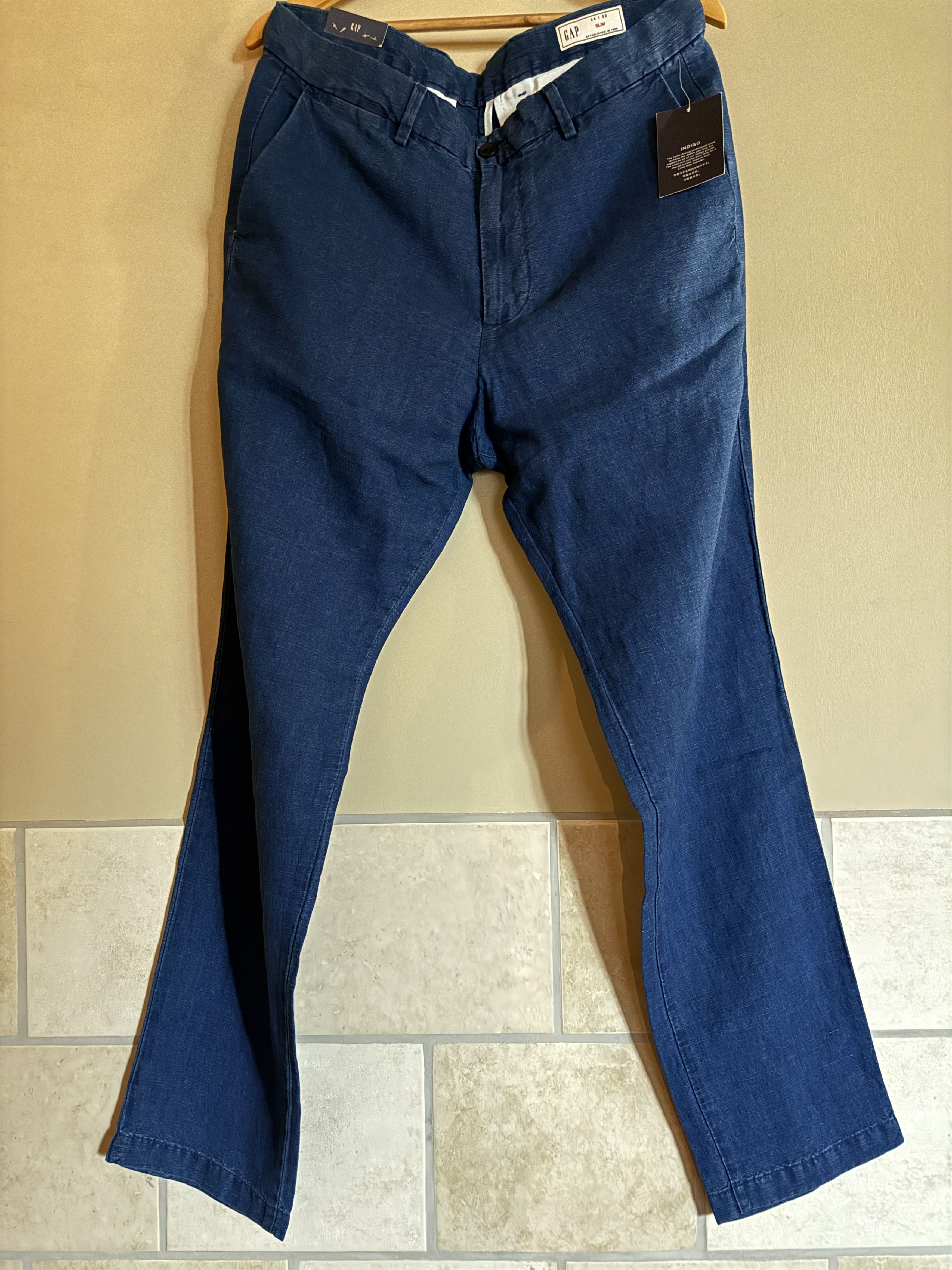 Gap Gap Linen Blend Indigo Pants, Men's 34x32, NWT Size US 34 / EU 50 - 1 Thumbnail