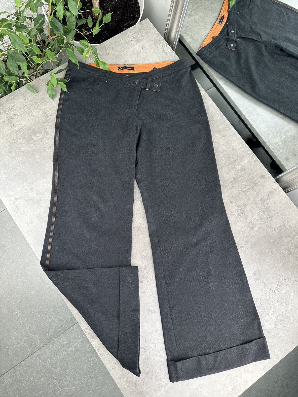 image of Avant Garde x Vintage Cop Copine Wide Pants in Grey, Women's (Size 28)