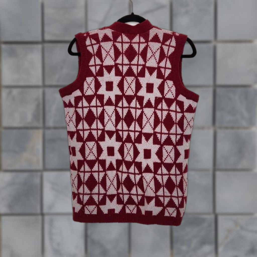 Vintage VINTAGE Wool Snow Mountain Vest Nordic Abstract Art Shirt Sweater M Red Unisex Adults Vest Sweater 70s Classic Size US M / EU 48-50 / 2 - 1 Thumbnail