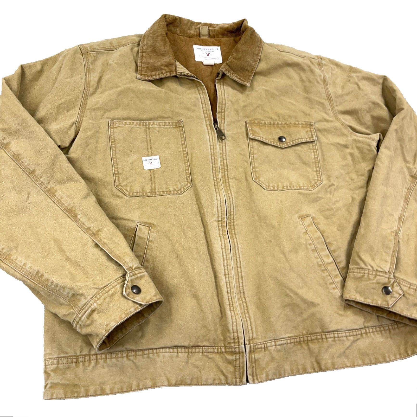 American Eagle Outfitters VINTAGE American Eagle Outfitters Bomber Jacket Men XL Brown Canvas Corduroy 80s Grunge Size US XL / EU 56 / 4 - 2 Thumbnail