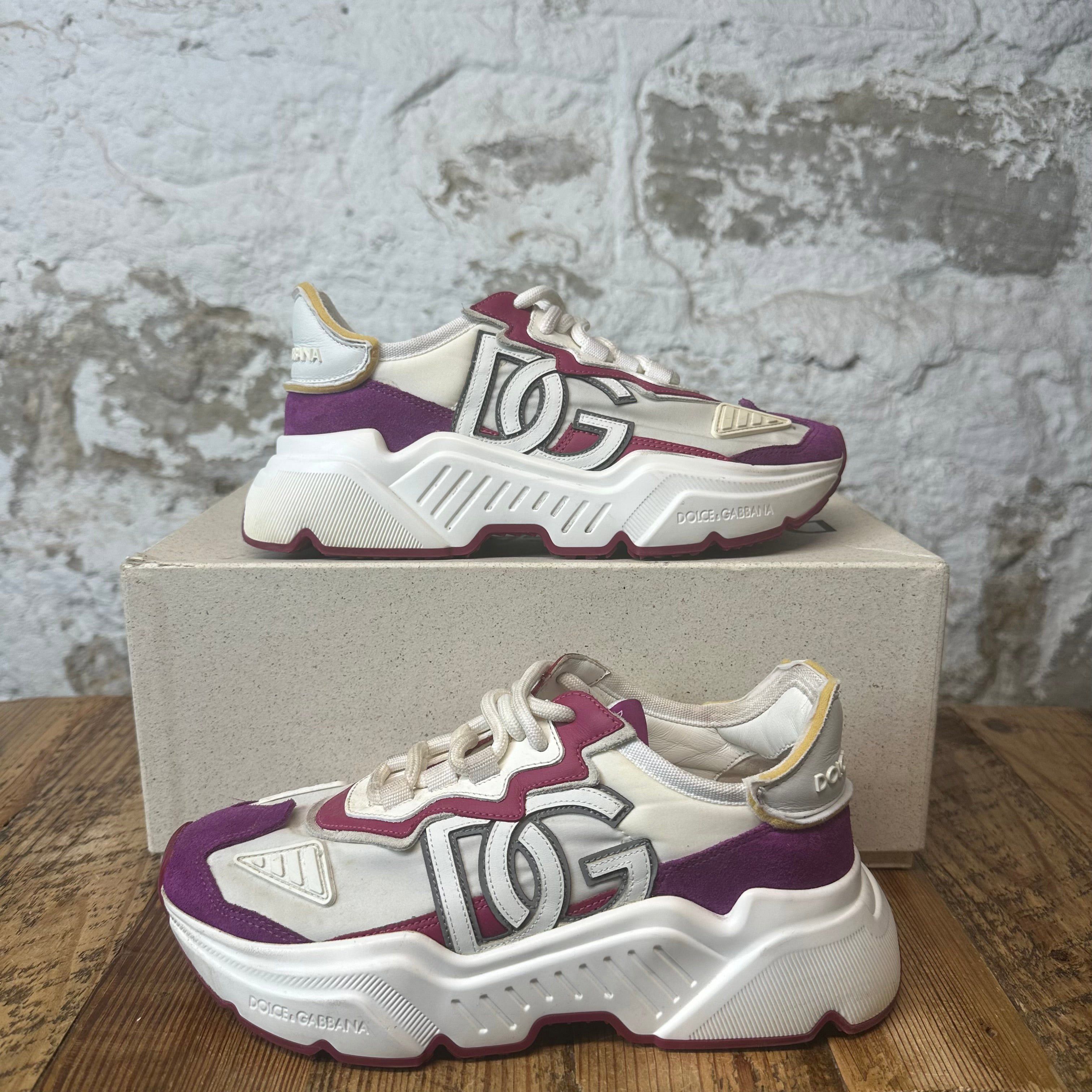 Dolce & Gabbana Dolce Gabbana White Purple Daymaster Sneaker Sz 5.5 (37.5) Size US 5.5 / EU 38 - 1 Thumbnail