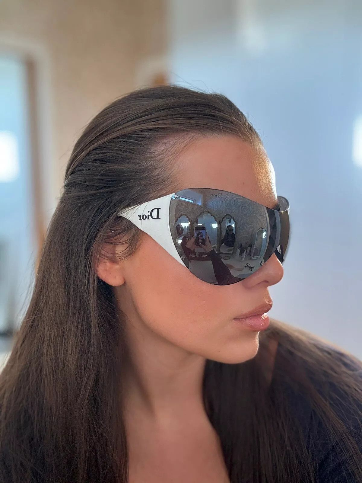 Dior DIOR Sunglasses Ski 1 White Logo Mask Shield GALLIANO Size ONE SIZE - 13 Thumbnail