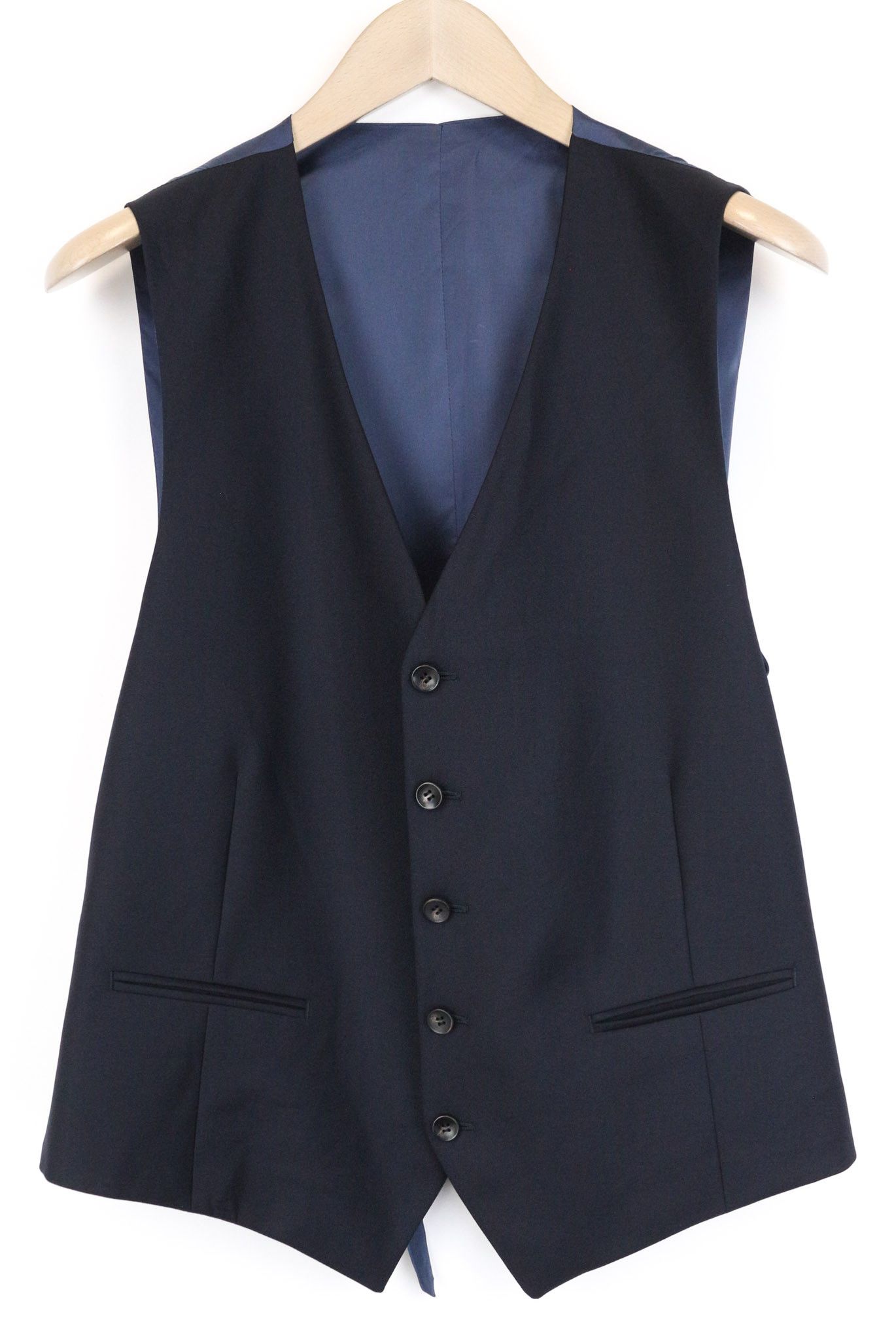 Suitsupply FERRARA UK42R Dark Blue Wool Lined Waistcoat 75691 Size 42R - 1 Thumbnail