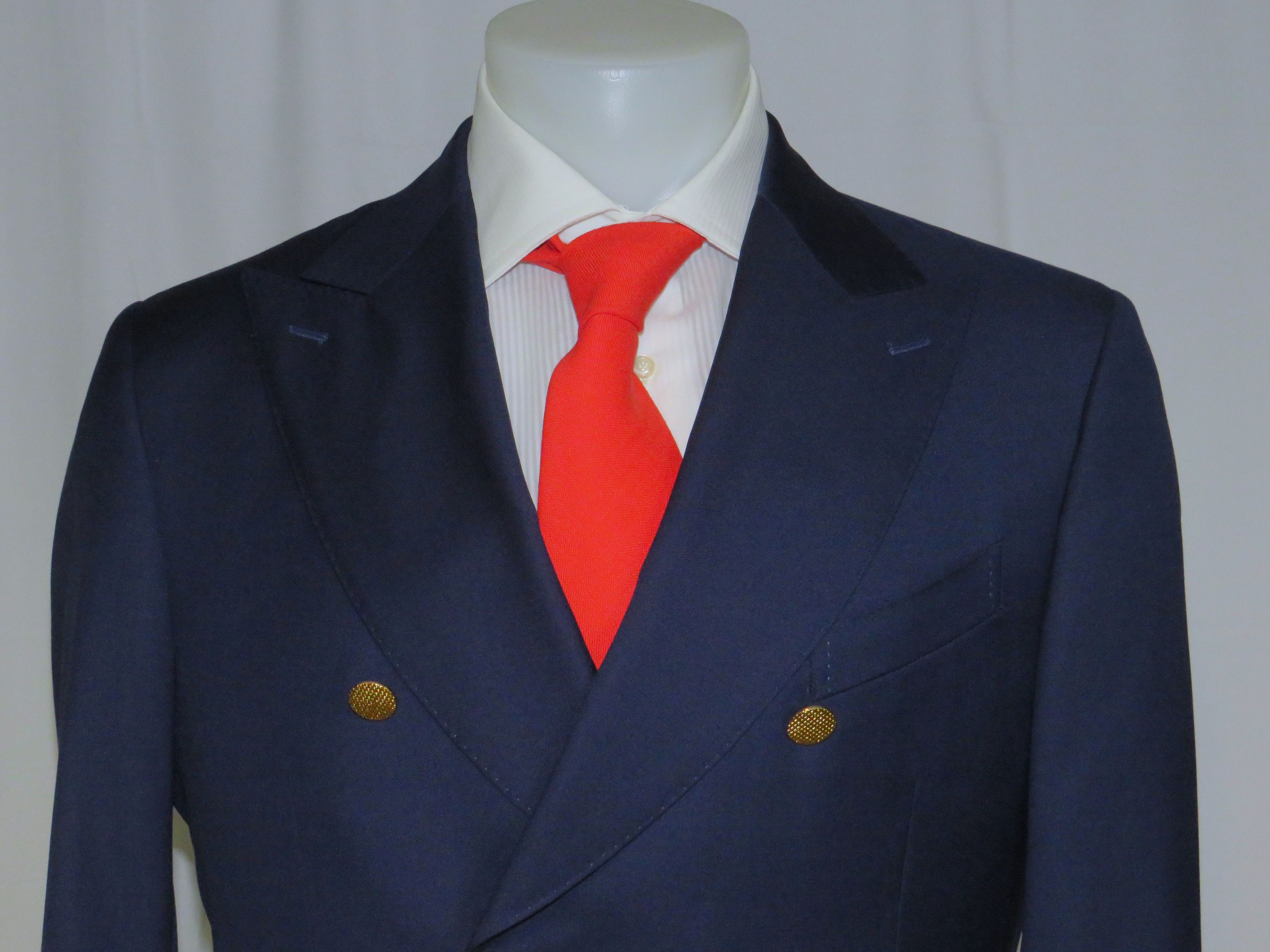 Other Alex Hitz Blue Gold Button Custom Double Breasted Blazer 40S Size 40S - 2 Thumbnail