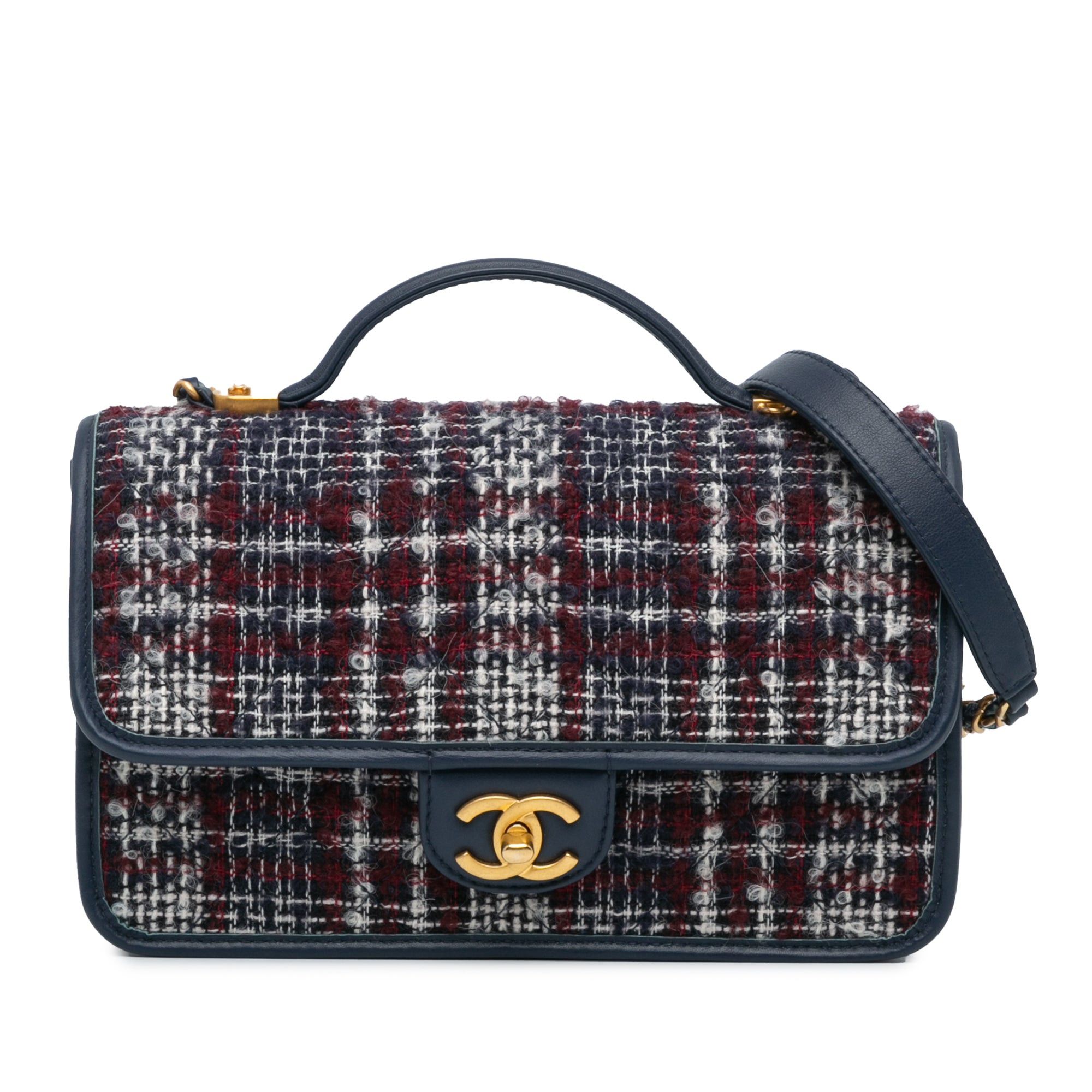 Chanel Chanel Small Tweed School Memory Top Handle Flap Blue Size ONE SIZE - 1 Thumbnail
