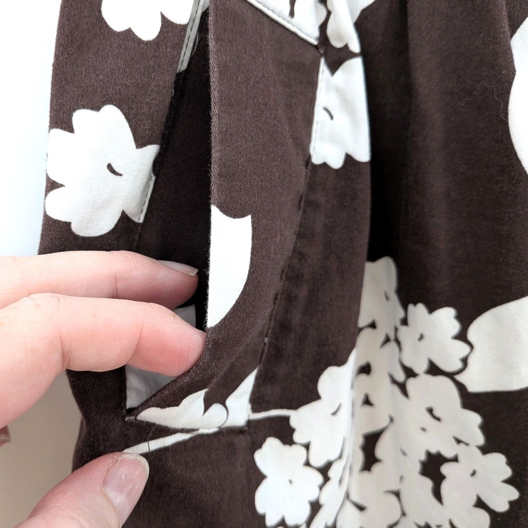 Vintage CATO Brown White Floral Skater Skirt Cotton Blend Size 12 Women Mini A-Line Short Office Vintage Womens Size 34" / US 12 / IT 48 - 7 Thumbnail