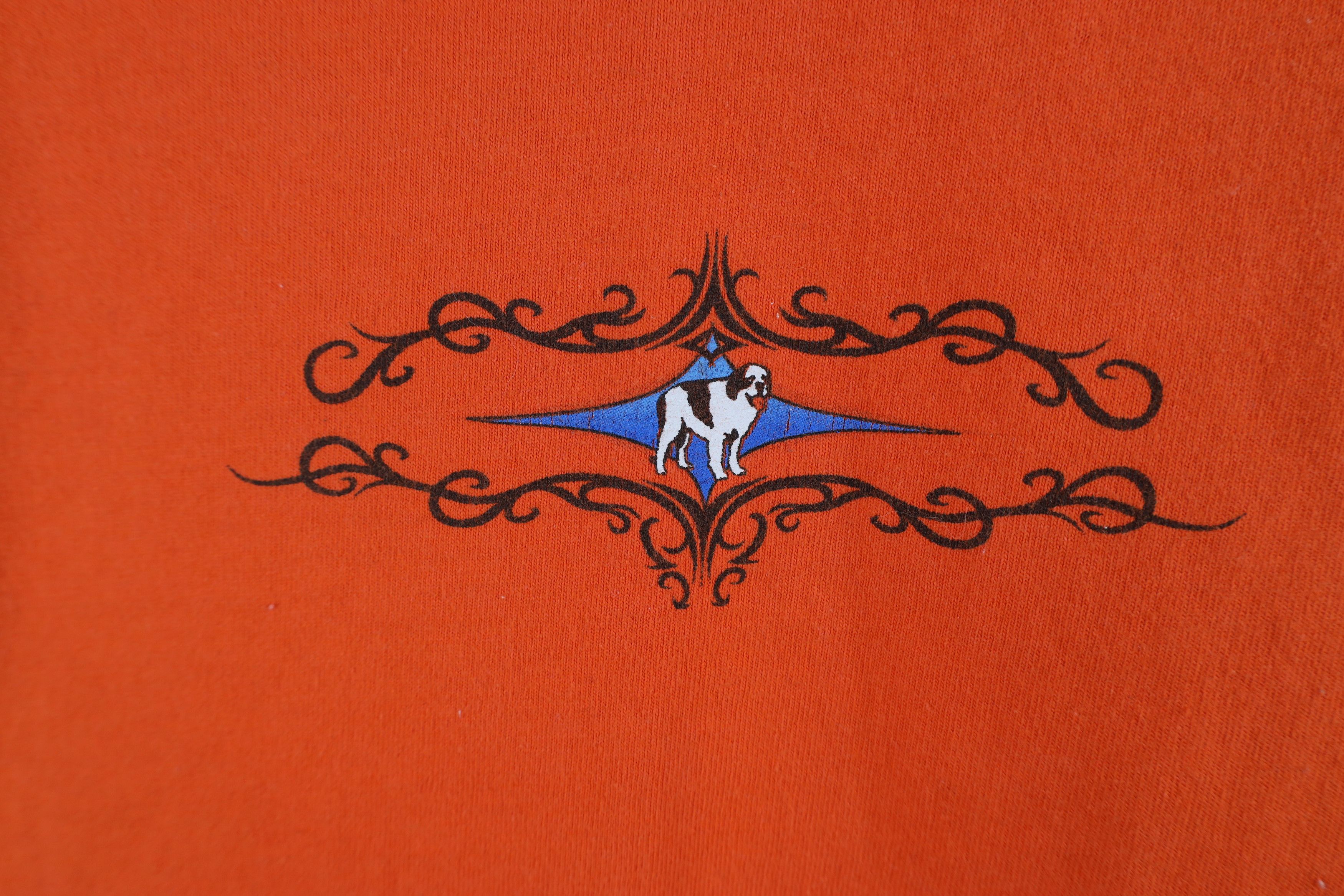 Big Dogs × Vintage Vintage 90s Big Dogs Spell Tribal Attitude T-Shirt Orange Size US XXL / EU 58 / 5 - 4 Thumbnail