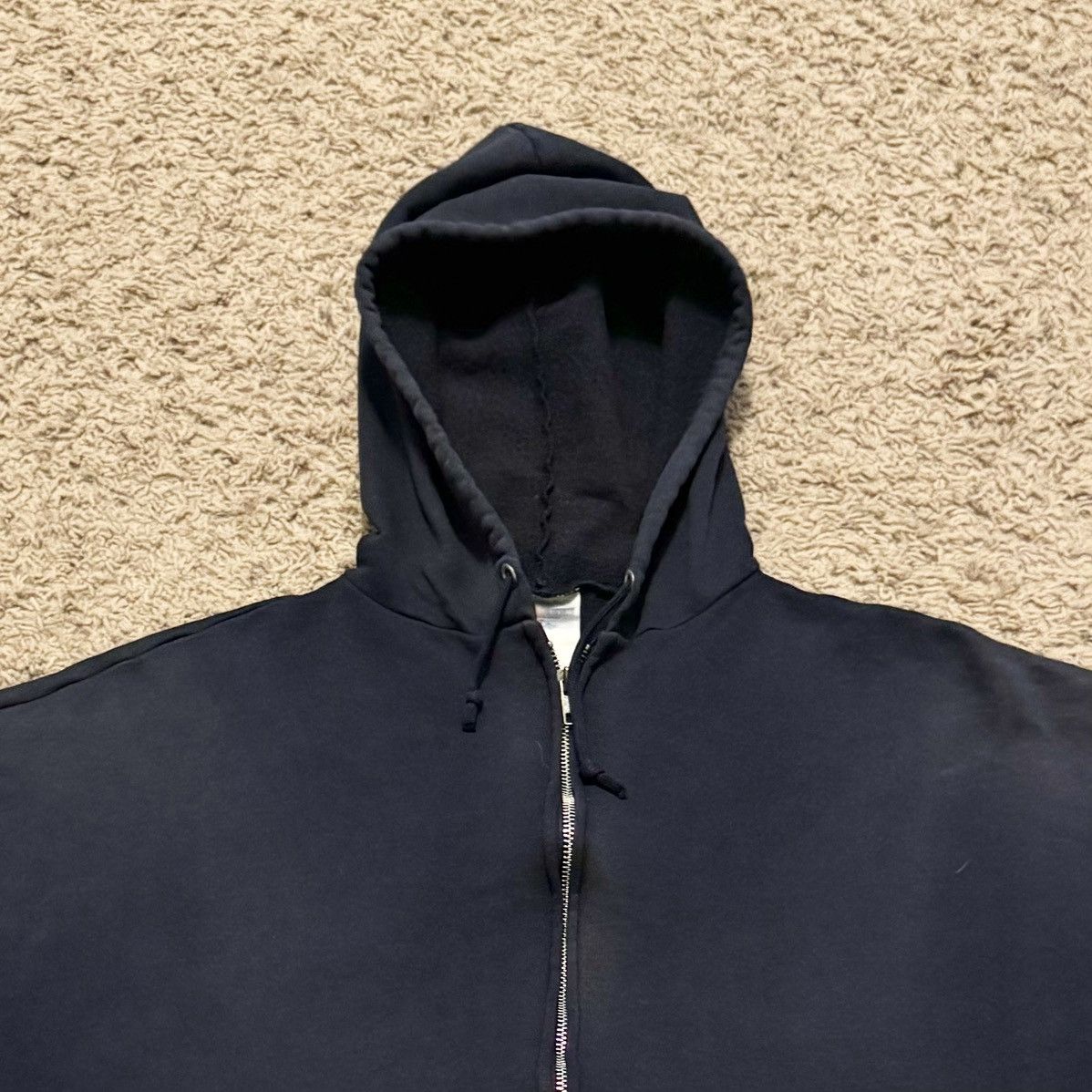 Jerzees × Vintage VINTAGE NAVY FADE JERZEES HOODIE! Size US XL / EU 56 / 4 - 4 Thumbnail