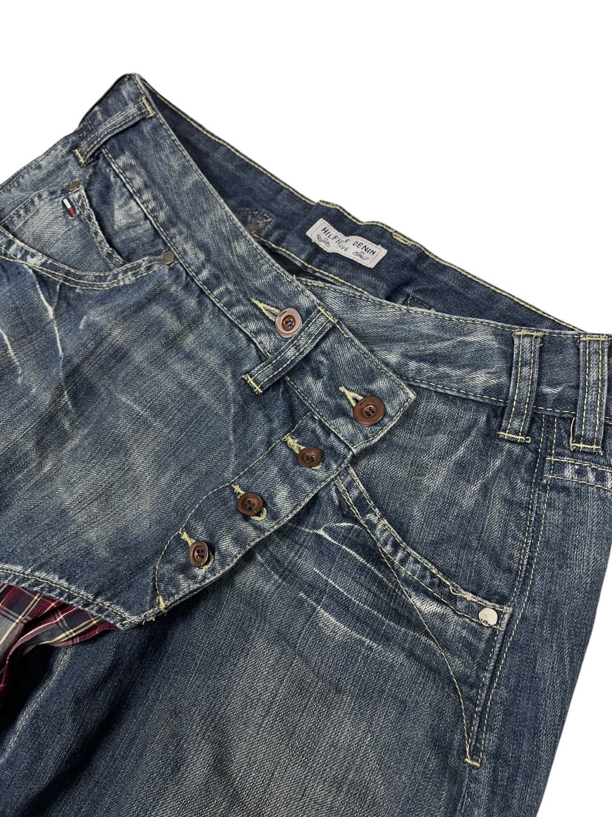 Tommy Hilfiger × Vintage Vintage y2k Tommy Hilfiger Deconstructed Denim Skirt Size 34" / US 12 / IT 48 - 5 Thumbnail