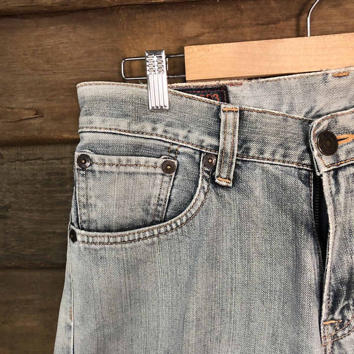 Edwin blue faded distressed ripped vintage Denim Pants #7387