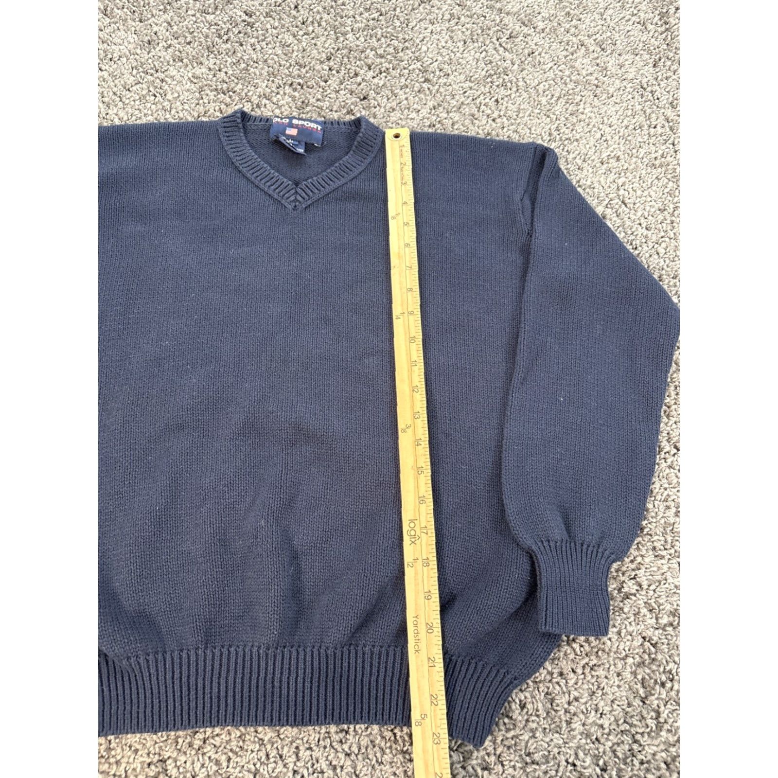 Polo Ralph Lauren VINTAGE Polo Ralph Lauren Sweater Shirt Mens M V-Neck Cotton Cable Knit Chunky 90s Blue Mens Size US M / EU 48-50 / 2 - 2 Thumbnail