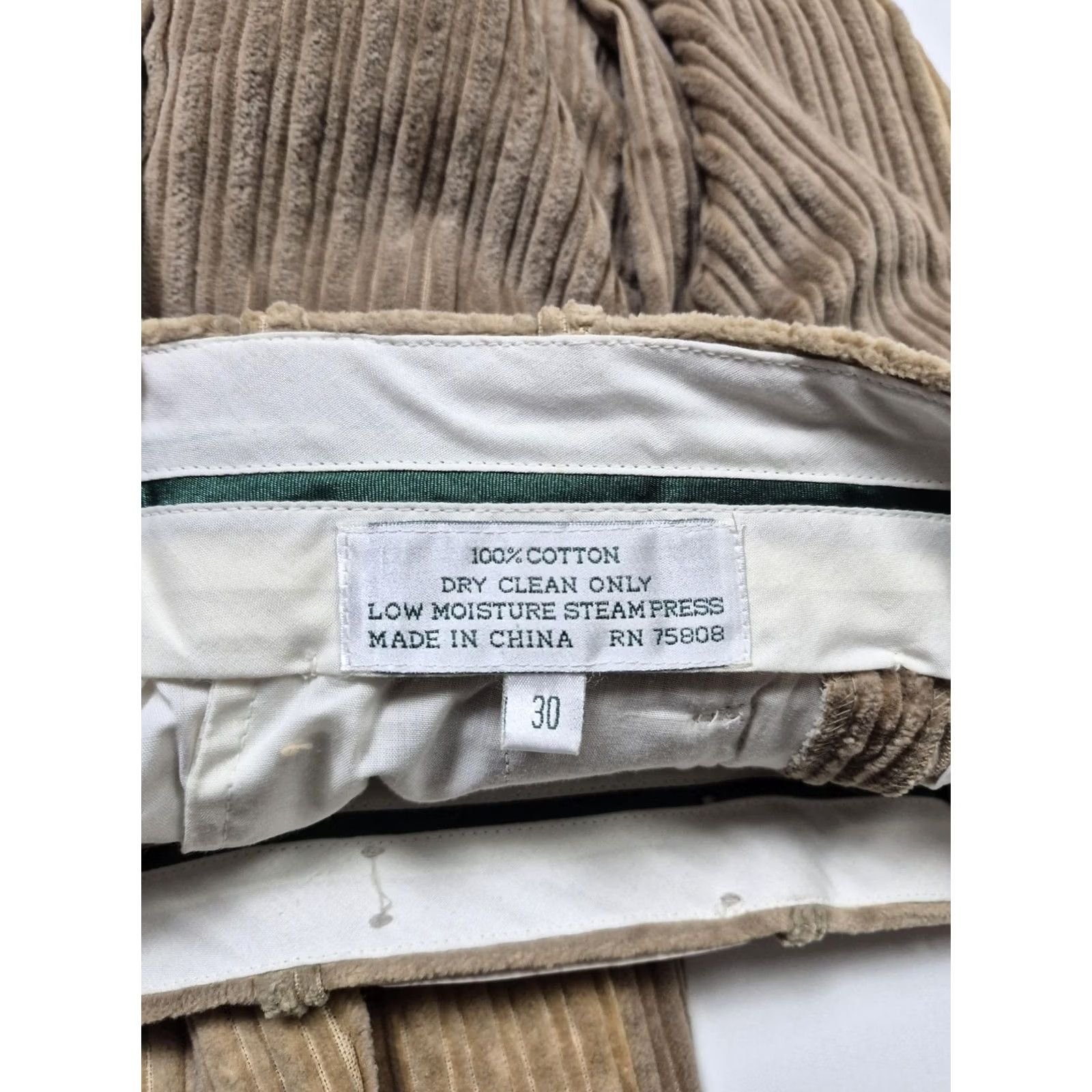 Vintage Greg Peters Dress Pants Mens 30x36 Beige Corduroy Pleated Relaxed Straight Pockets Vintage: No Size US 30 / EU 46 - 3 Thumbnail
