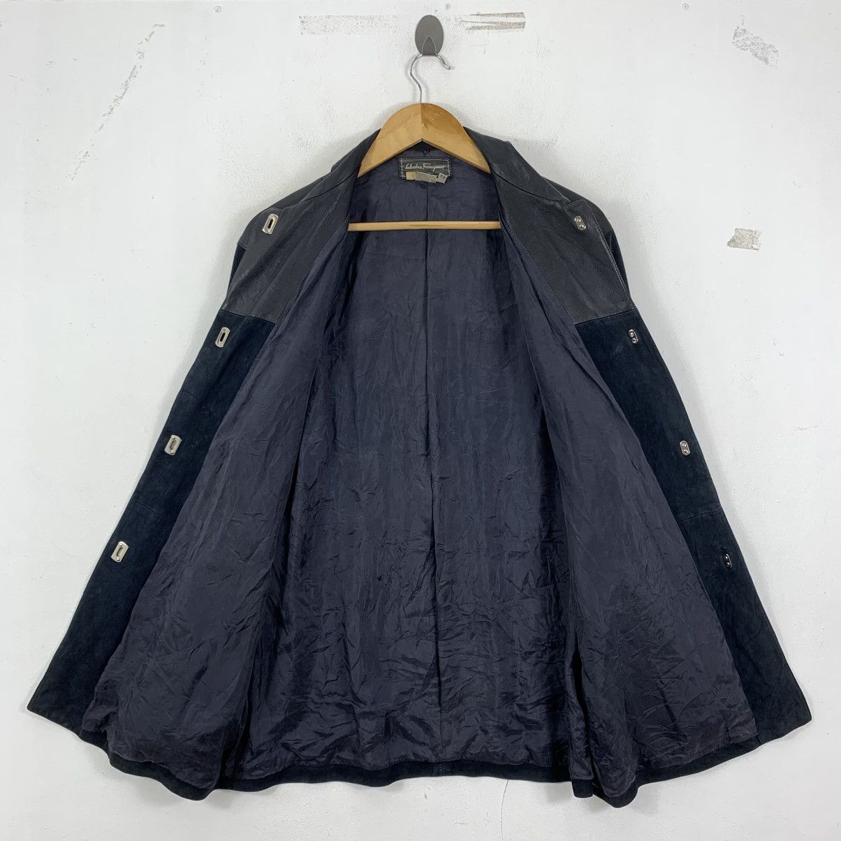Salvatore Ferragamo Vintage SALVATORE FERRAGAMO Italy Black Leather Jacket Coat Size US L / EU 52-54 / 3 - 4 Thumbnail