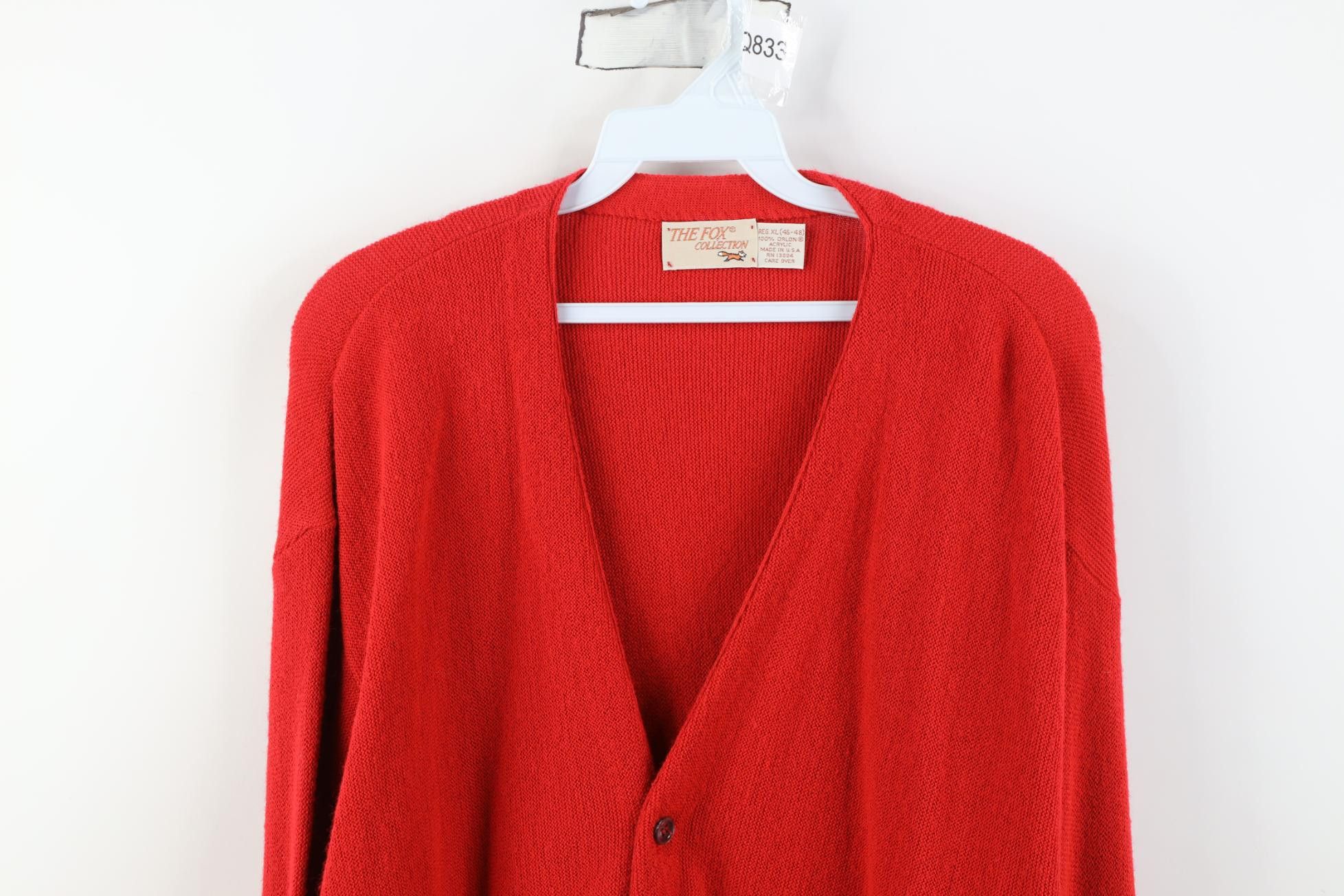 Vintage Vintage 70s Streetwear Kurt Cobain Cardigan Sweater Red USA Size US XL / EU 56 / 4 - 2 Thumbnail