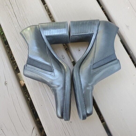 Vintage Vintage 90s y2k Square Toe Chunky Heel Black Leather Pumps Size US 7 / IT 37 - 2 Thumbnail