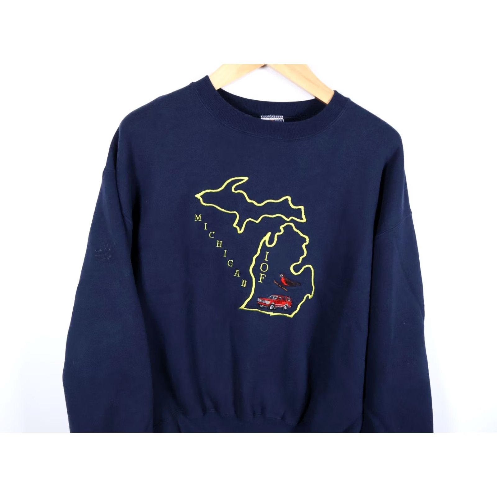 Jerzees VINTAGE Jerzees Sweatshirt Michigan Map Embroidered Blue Heavyweight Crew Neck Adult Large Mens Size US L / EU 52-54 / 3 - 4 Thumbnail