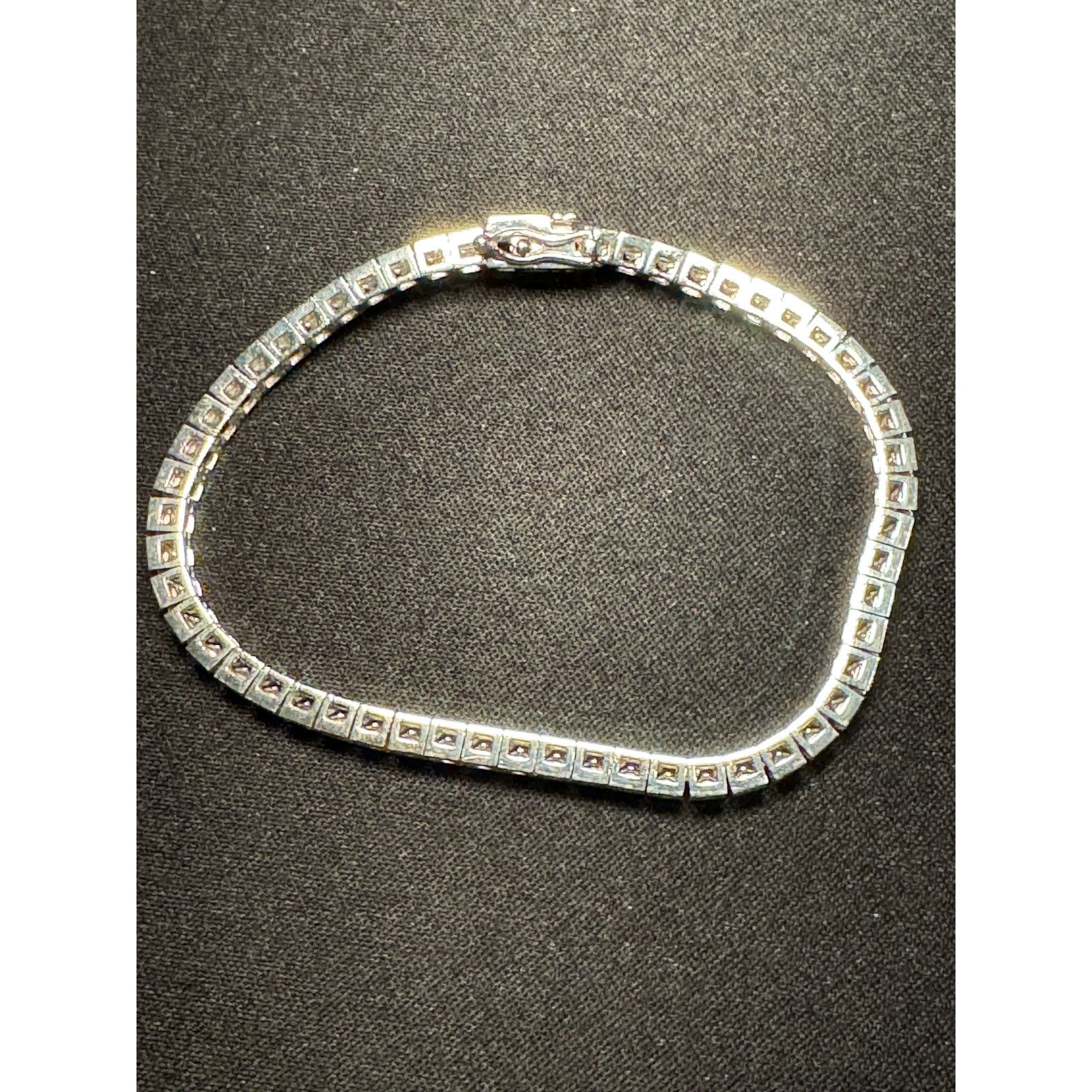 Other 925 Sterling Silver Princess Cut Tennis Bracelet 7in Size ONE SIZE - 2 Thumbnail