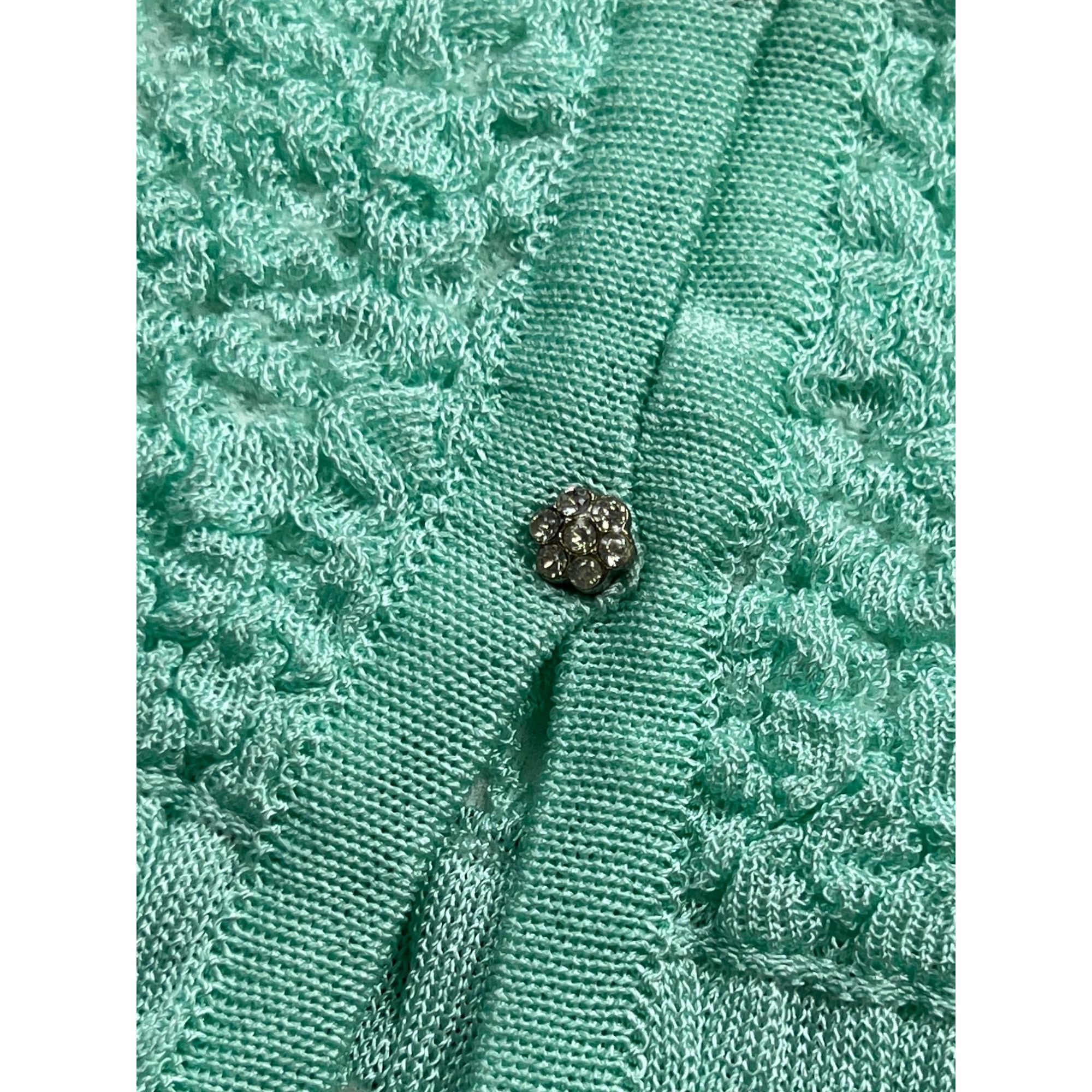 Escada Escada Teal Crochet Cardigan Size IT 36 (Y0806) Size XS / US 0-2 / IT 36-38 - 4 Thumbnail