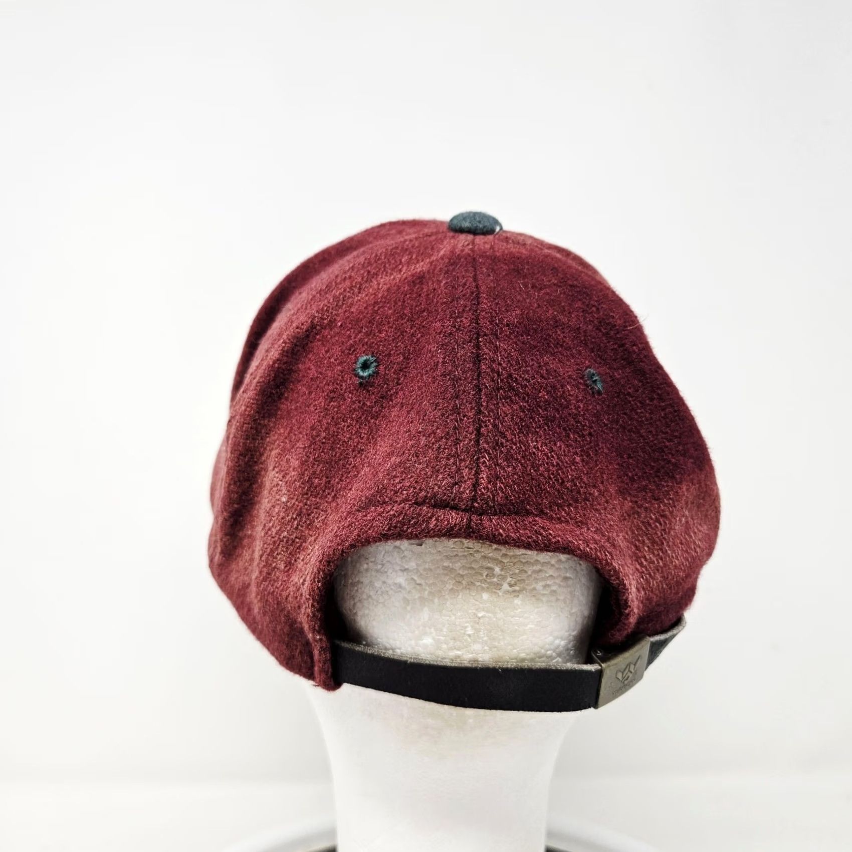 Vintage Yupoong Hat Cap Baseball Strap Back One Size Burgundy Green Mens Wool Blend Adjustable Twill Solid Casual Fall Used Womens? Mens Size ONE SIZE - 4 Thumbnail