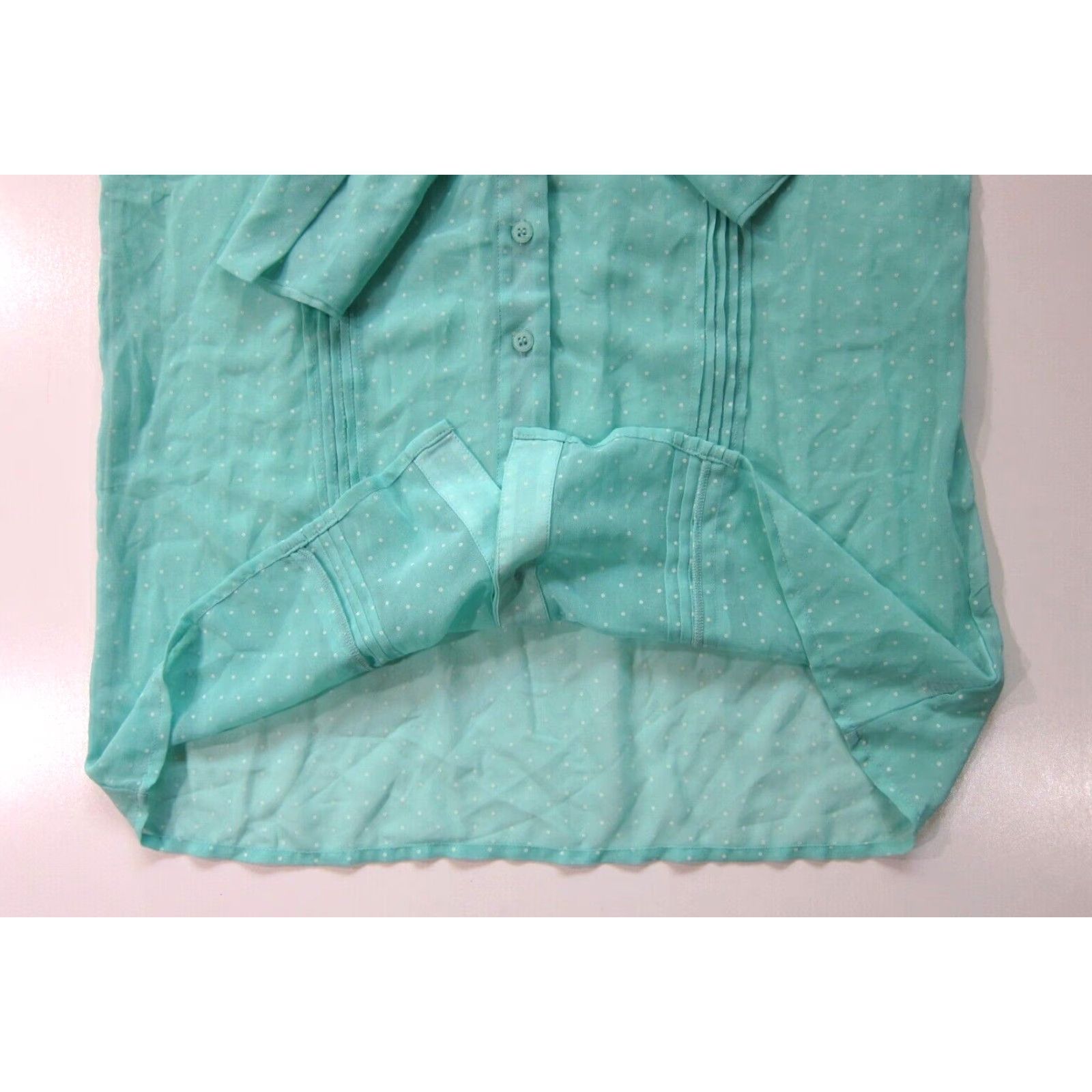 Vintage NWT Maurices Blue White Polka Dot Sheer Button Down Neck Tie Cap Sleeve Blouse M Size M / US 6-8 / IT 42-44 - 6 Thumbnail