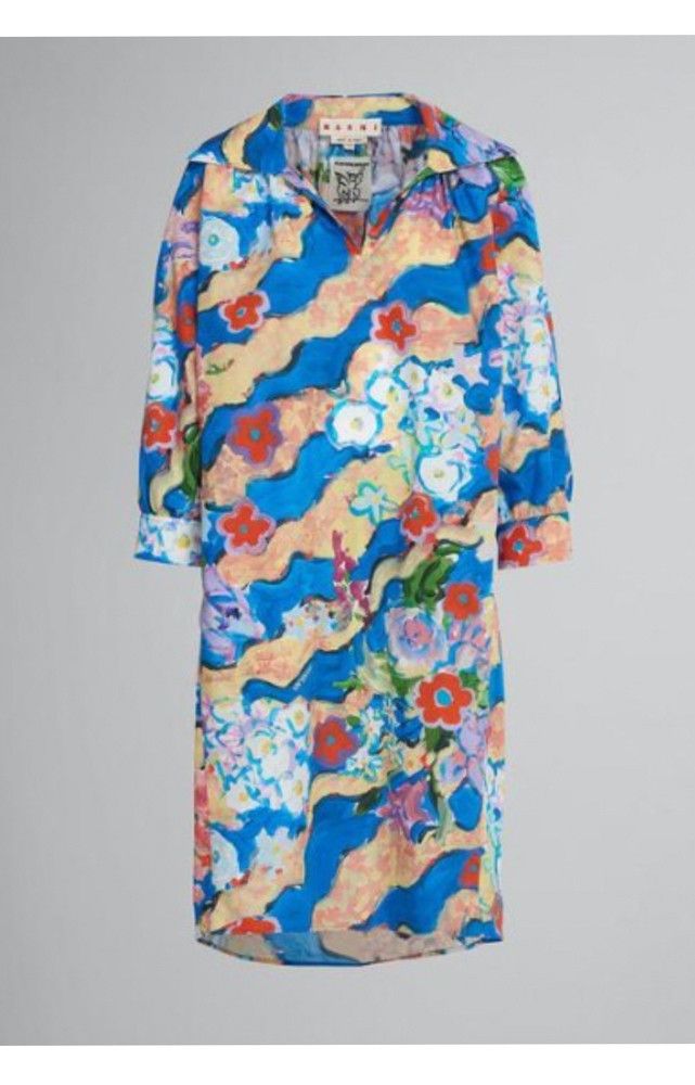 image of Marni O1W1Db10524 Print Midi Dress In Multicolor, Women's (Size XL)