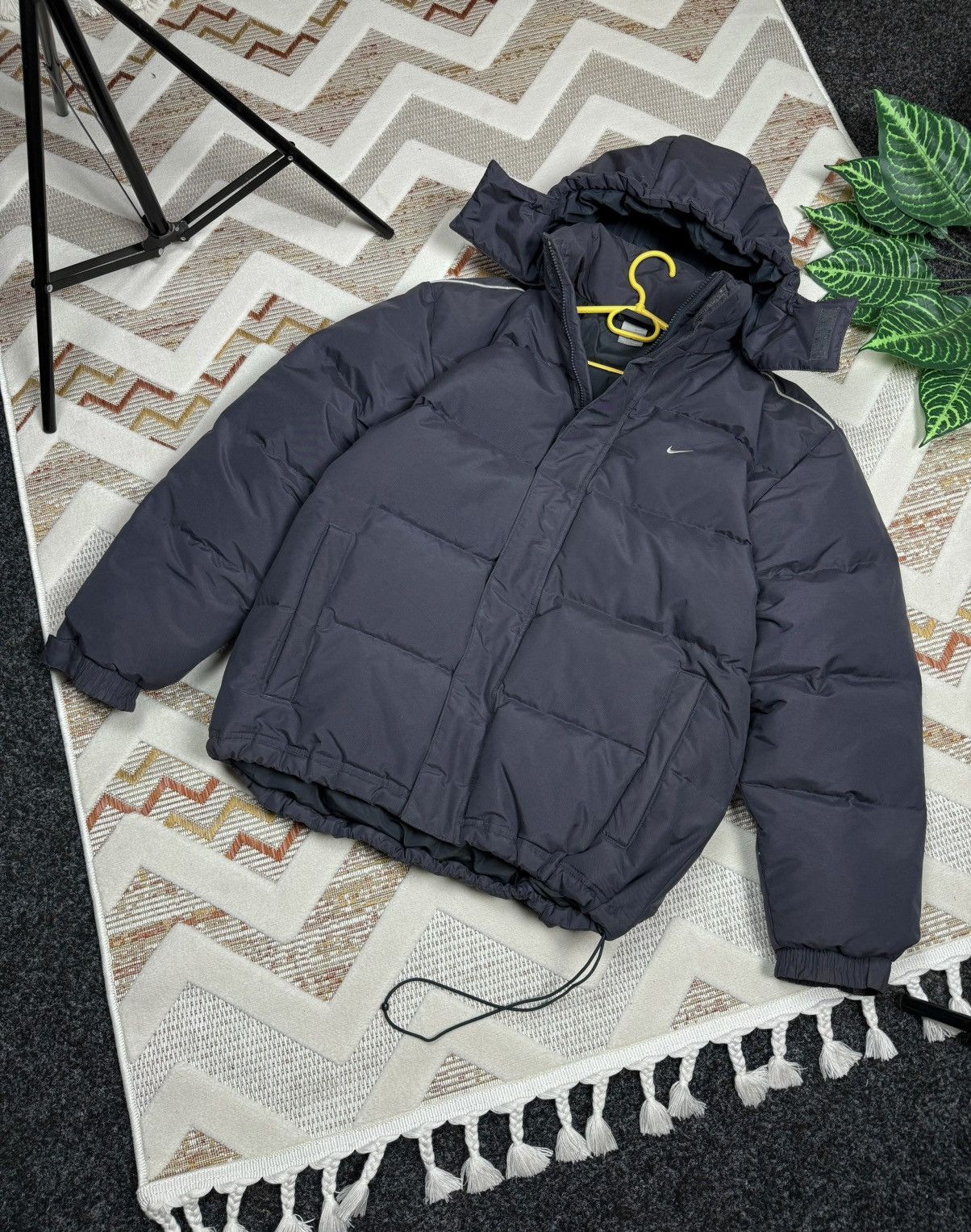 Pre-owned Nike X Vintage Nike Down Jacket Vintage Y2k Drill Style Size M In Grey