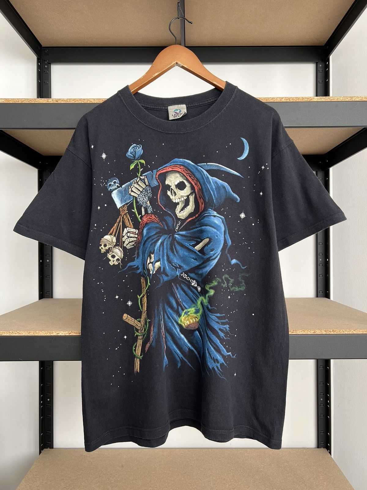 Liquid Blue Vintage 2003 Liquid Blue Grim Reaper Black T-shirt Size US L / EU 52-54 / 3 - 1 Thumbnail