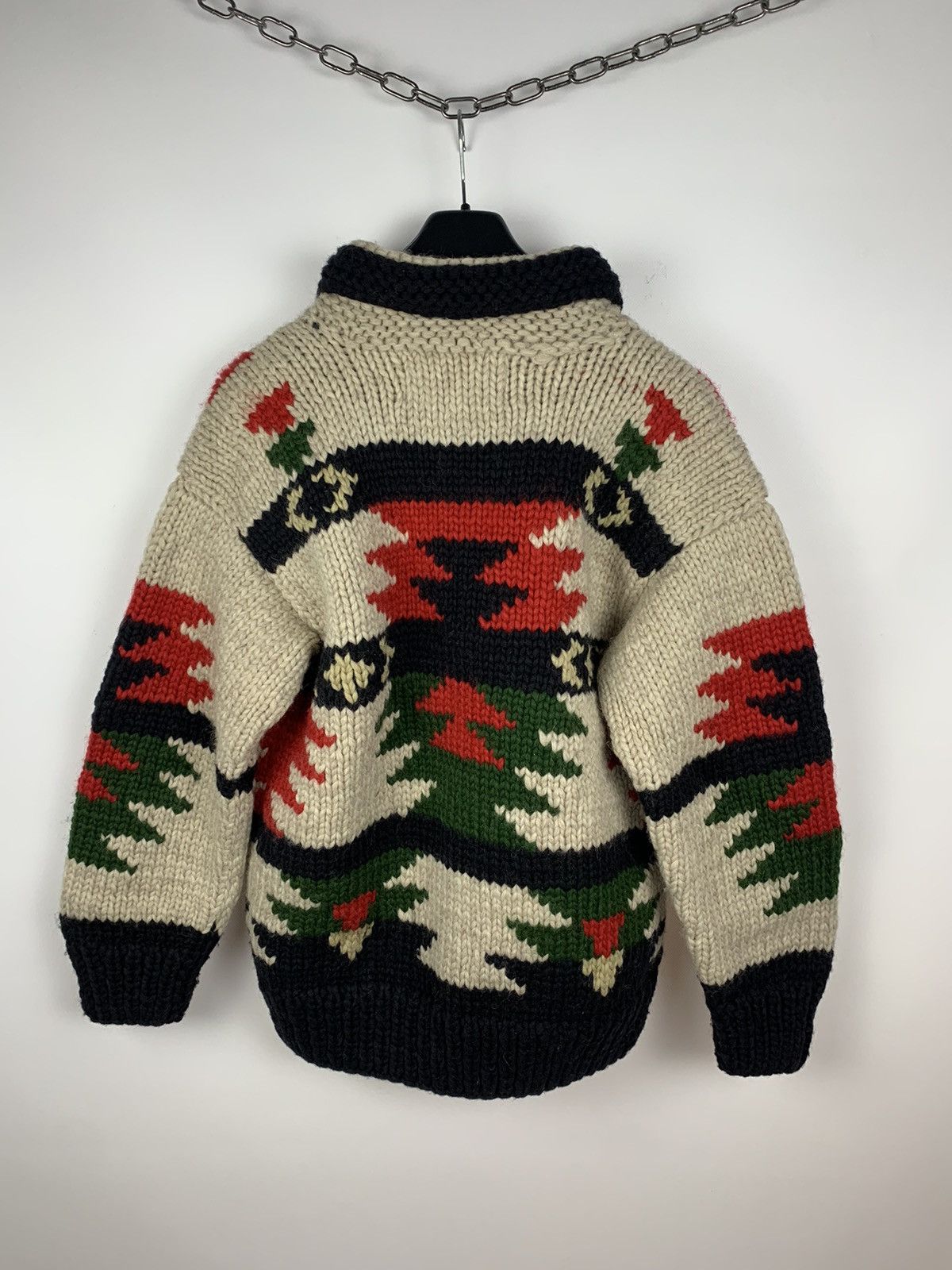 Vintage Kanata Cowichan Wool Knit Shawl Sweater Cardigan 90s