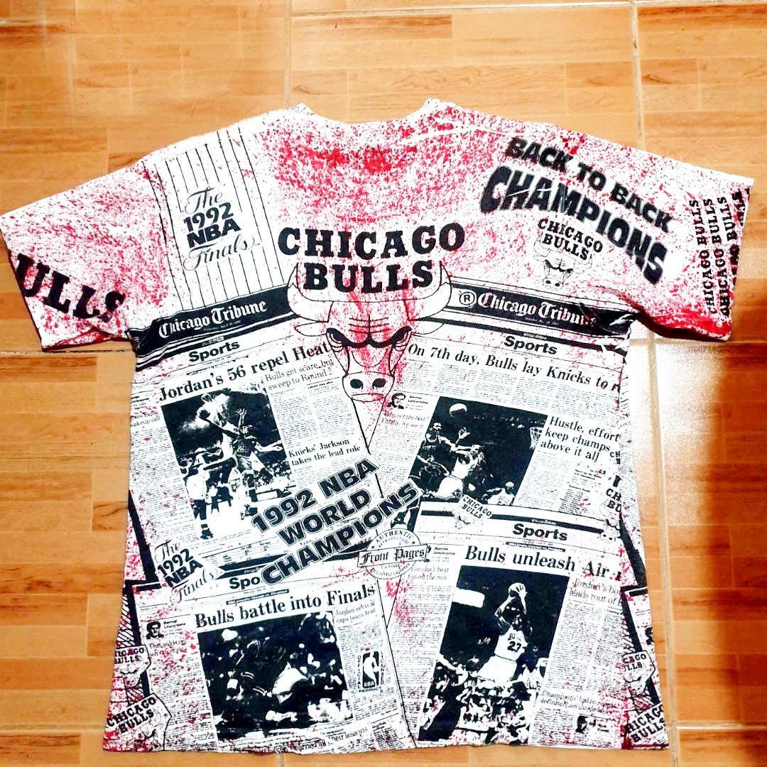 NBA × Vintage Chicago Bulls Vintage 1992 AOP World Champions Tee Size XL Size US XL / EU 56 / 4 - 2 Thumbnail