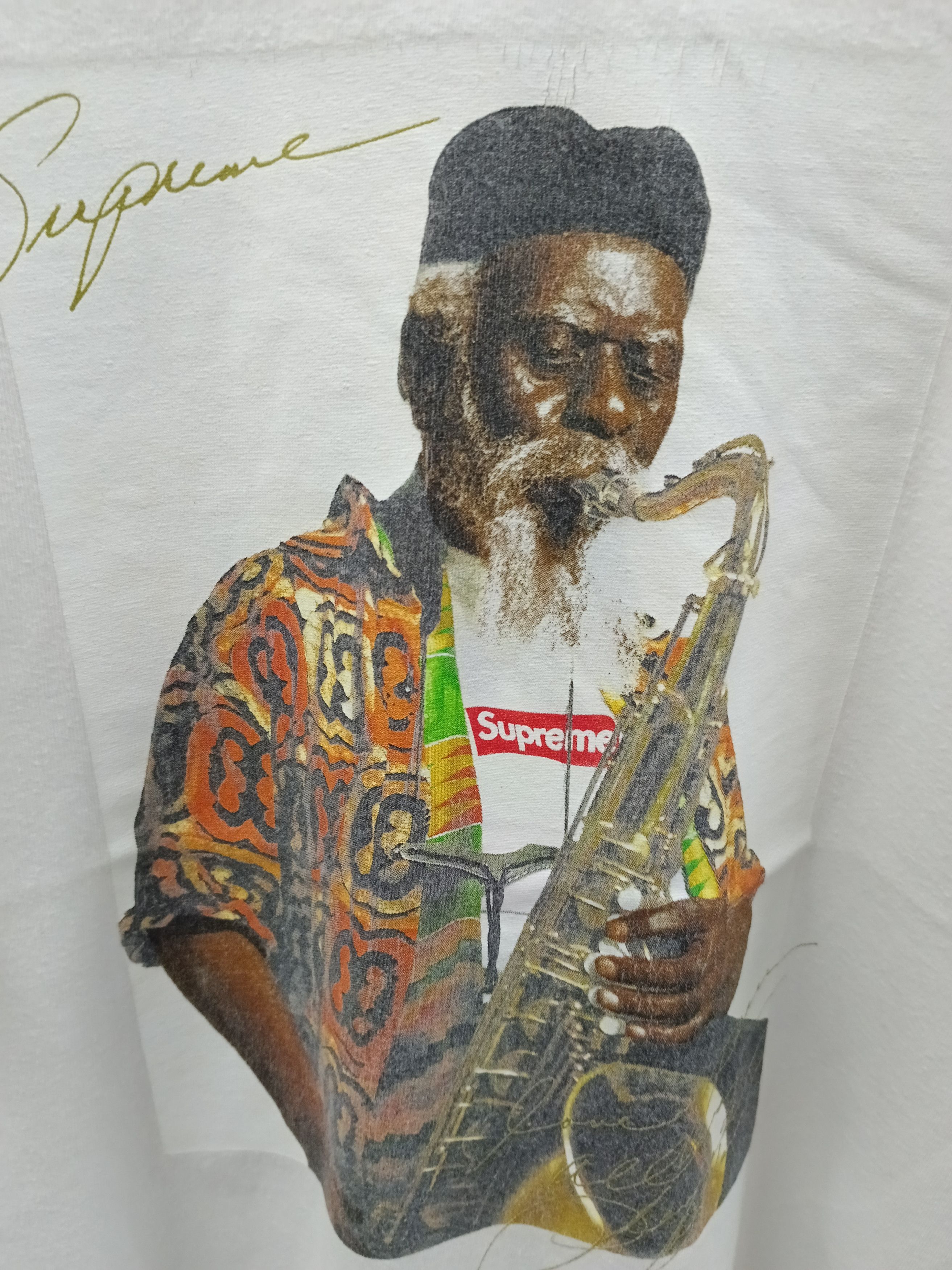 Supreme Supreme Pharoah Sanders Photo Tee White FW20 Size US M / EU 48-50 / 2 - 2 Thumbnail