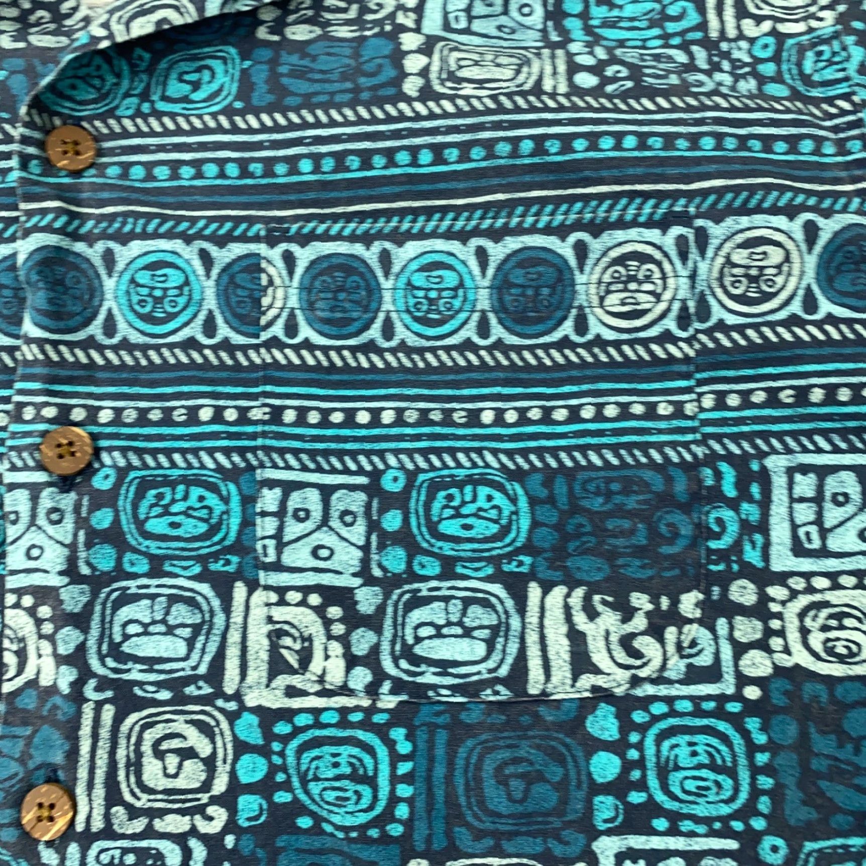 Vintage LL Bean Shirt Mens M Blue Traditional Fit Camp Geometric Tribal Button-Up Short Sleeve Cotton Size US M / EU 48-50 / 2 - 2 Thumbnail