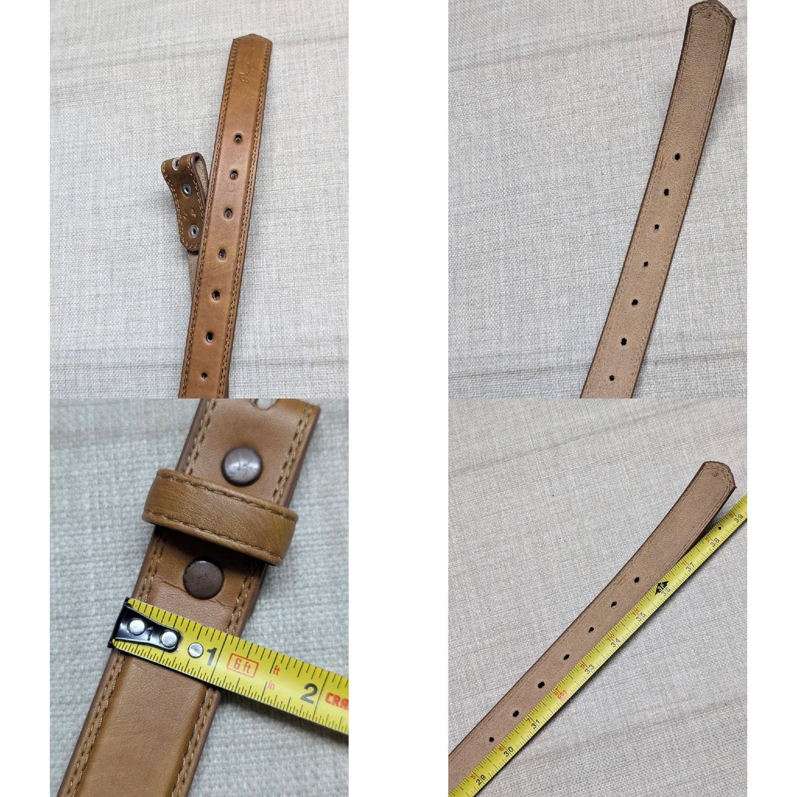 Vintage VINTAGE handcrafted WESTERN belt Men 34 Brown Leather Burnished buckle RODEO 1-1/8" belt width Mens Size 34 - 8 Thumbnail