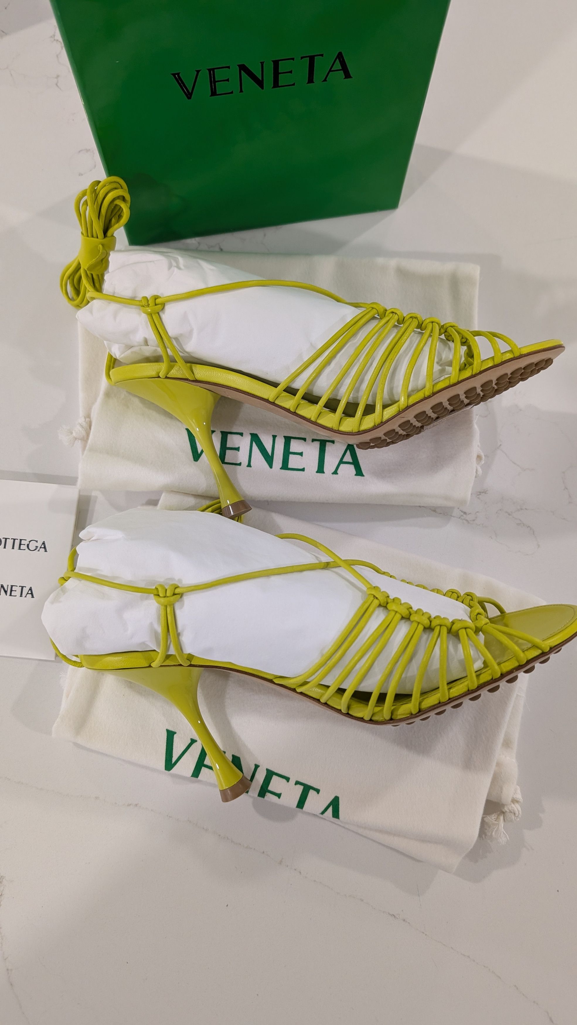 Bottega Veneta Bottega Veneta Dot Lace-Up Sandals Kiwi Leather Size US 7 / IT 37 - 1 Thumbnail