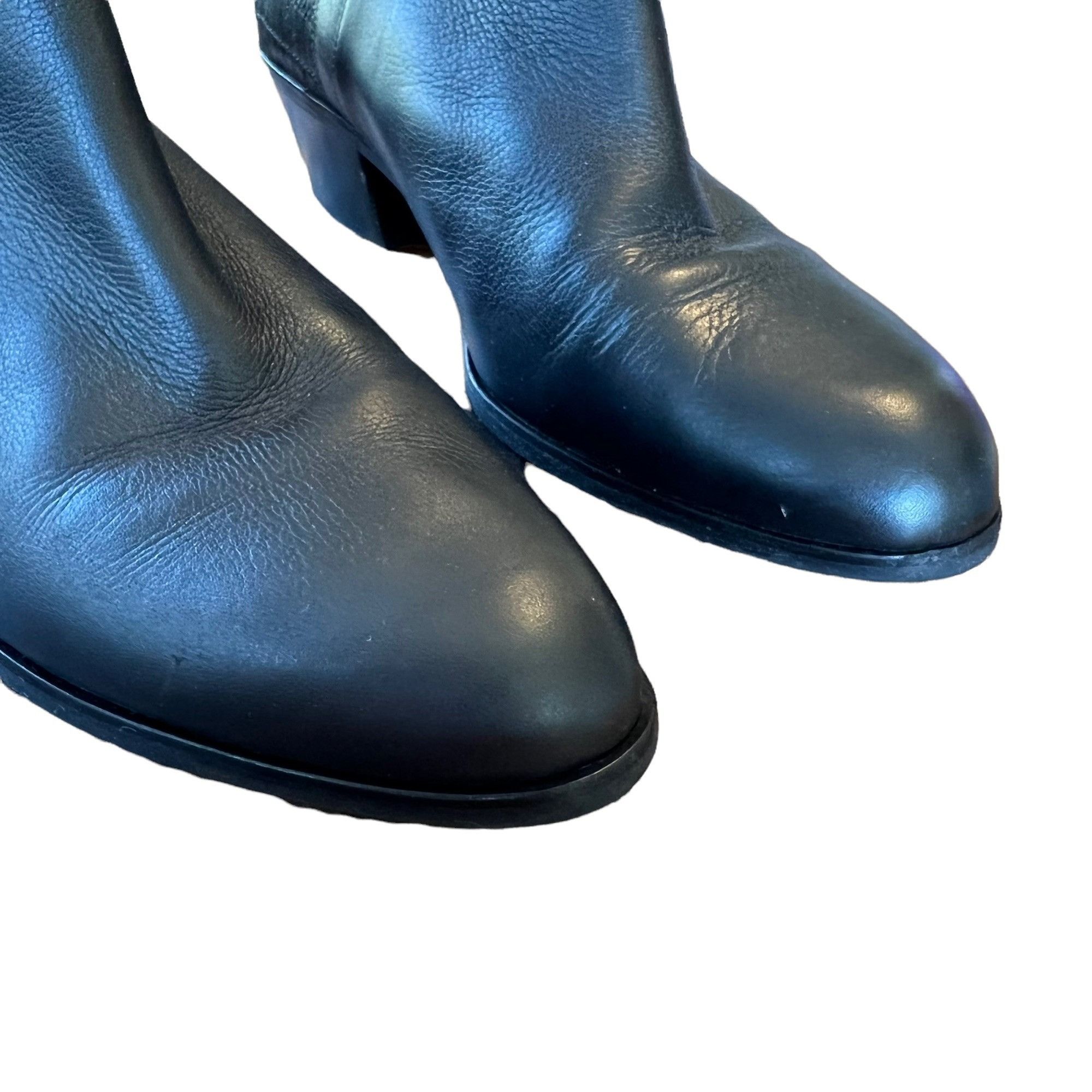 Other Via Spiga Soft Leather Black Ankle Block Chunky Heel Boots 1 Size US 10 / IT 40 - 3 Thumbnail