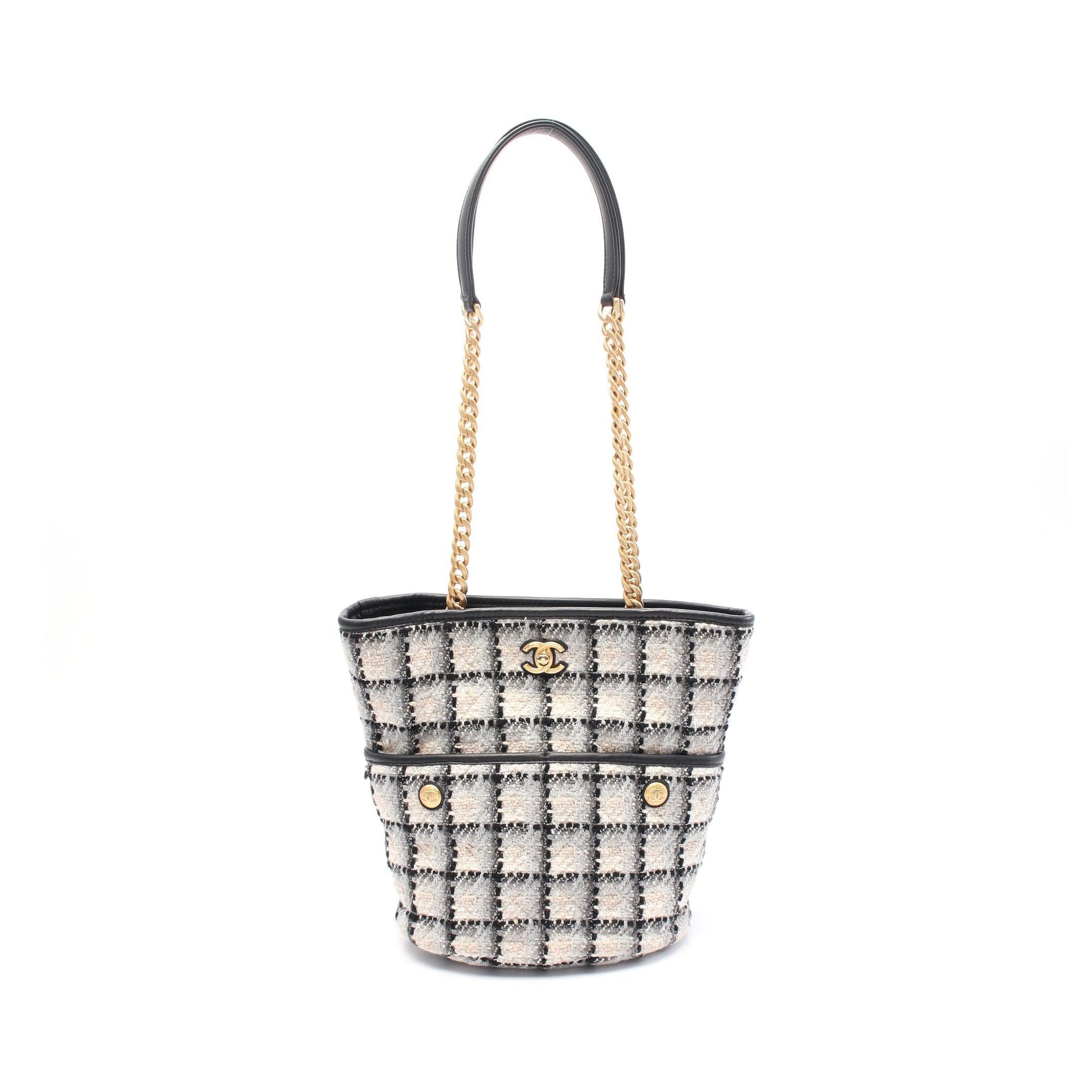 Chanel Chanel Coco Mark Chain Shoulder Bag Tote Tweed Leather Black Gray Multicolor Gold Hardware Size ONE SIZE - 1 Thumbnail