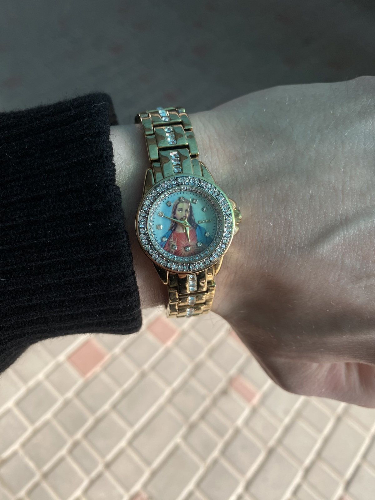 Japanese Brand Elgin Jesus Christ Sacred Heart Gold Watch Rare Archive Y2K Size ONE SIZE - 2 Thumbnail