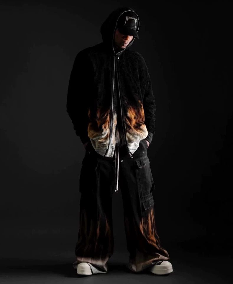 Rick Owens Rick Owens size xs 24FW Flame Wash Black Denim Cargo Bela Size US 28 / EU 44 - 7 Thumbnail
