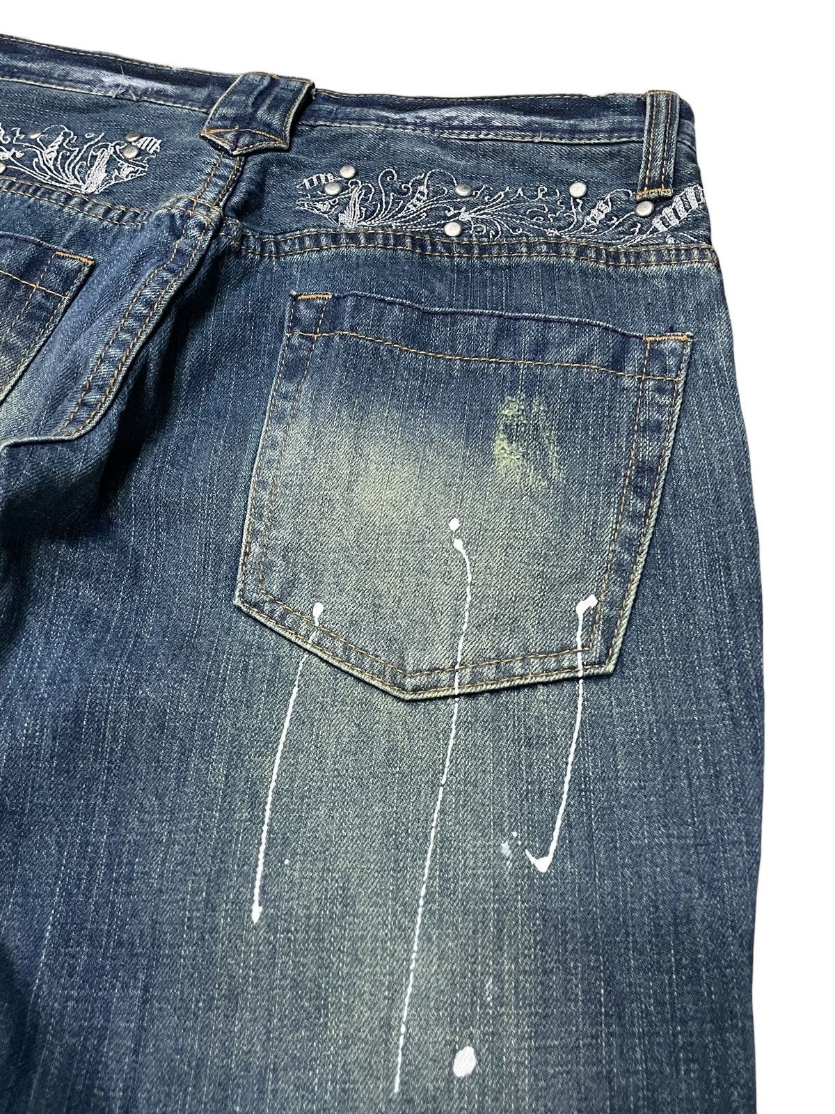 Hysteric Glamour × Japanese Brand Root Three Japan Paint Splatter Studded Flared Jeans Size US 32 / EU 48 - 22 Thumbnail