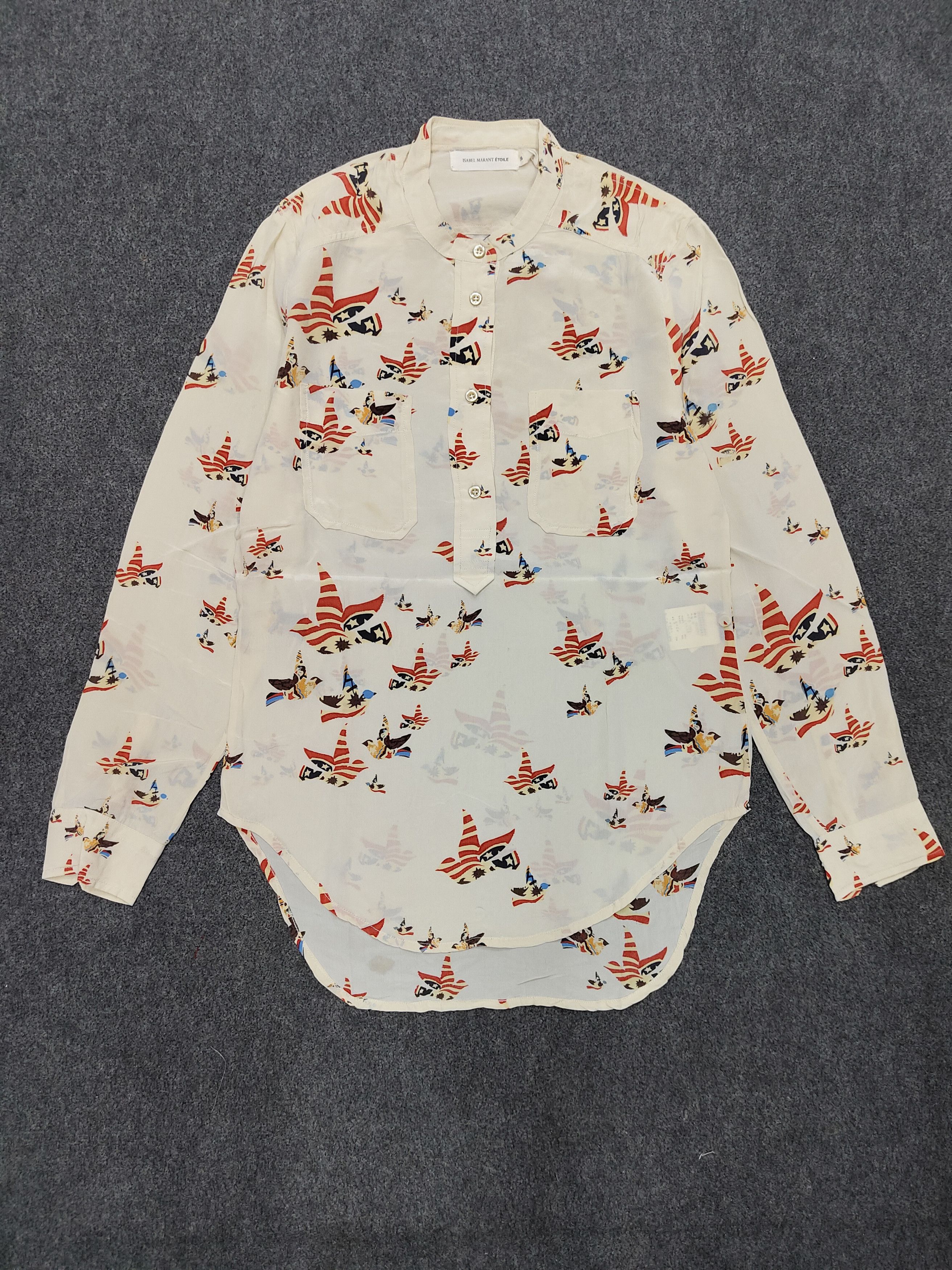 Isabel Marant Isabel Marant Étoile- Silk Folk Graphic Printed Blouse Size S / US 4 / IT 40 - 4 Thumbnail