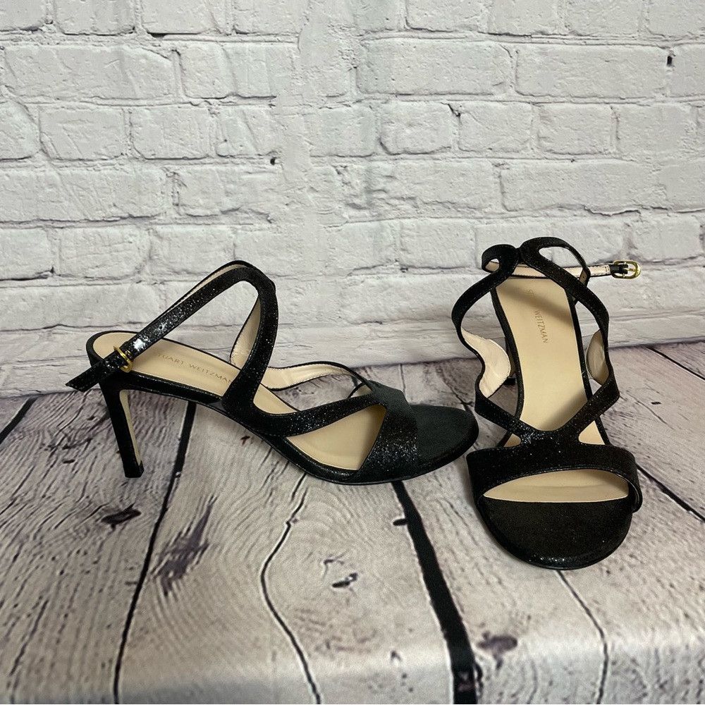 Stuart Weitzman New Stuart Weitzman Mariposa Glitter Leather Sandals Size 7 Size US 7.5 / IT 37.5 - 2 Thumbnail