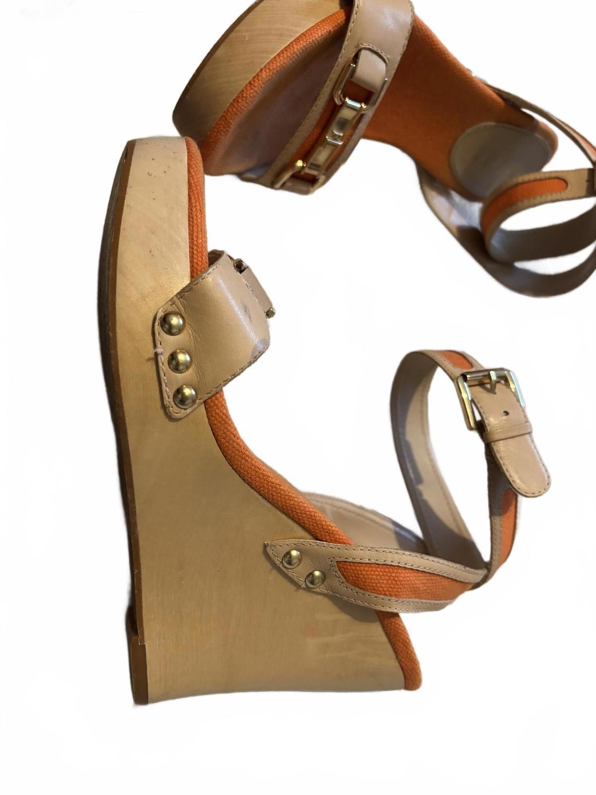 Lauren Ralph Lauren Ralph Lauren Beige and Orange Wedge Sandals Buckle Straps 7 Size US 7 / IT 37 - 2 Thumbnail